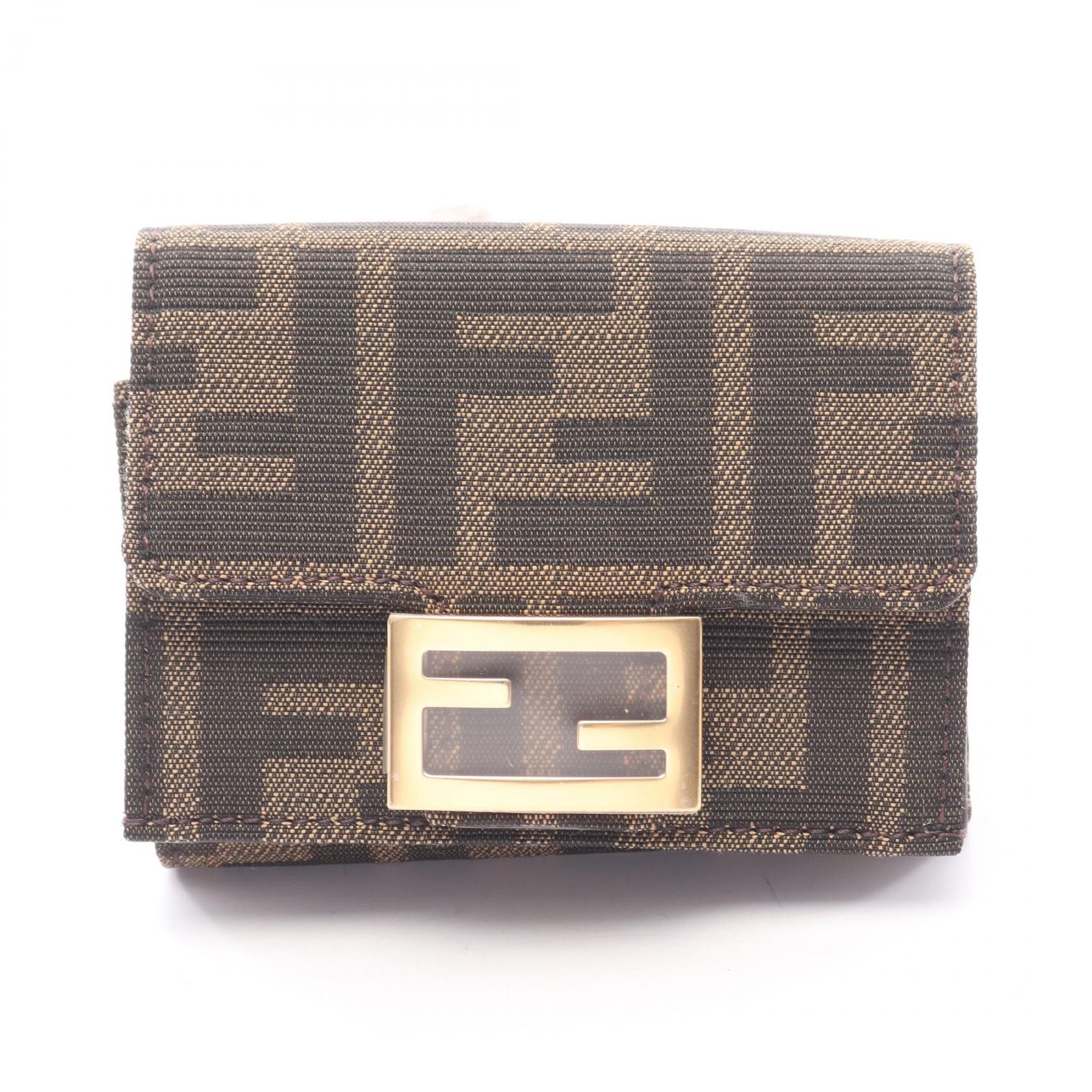 Fendi Fendi Fendi Baguette Canvas Trifold Wallet Textile Short Wallet 8M0395A98PF0A6E DUTY FREE for USA Size ONE SIZE - 1 Thumbnail