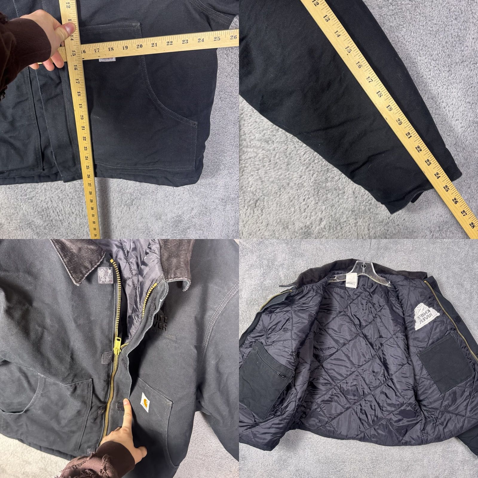 Carhartt VINTAGE Carhartt Detroit Jacket Men 48R J02 BLK Arctic Quilt Lined Distress Fade Jacket Size US M / EU 48-50 / 2 - 8 Thumbnail