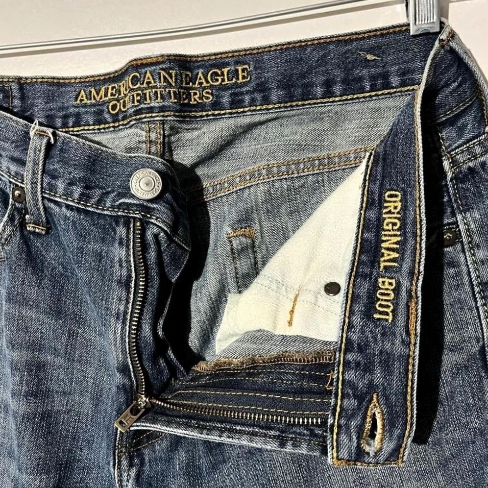 American Eagle Outfitters American Eagle Outfitters Original Boot Jeans 34x30 Mens Blue Denim 5-Pocket Carry Logo Belt Loop Topstitching Size US 29 - 3 Thumbnail