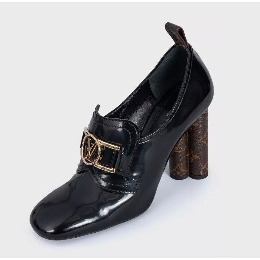 Louis Vuitton Louis Vuitton Black Leather Pumps Sculpted Heel Sz. 38 Size US 7 / IT 37 - 3 Thumbnail