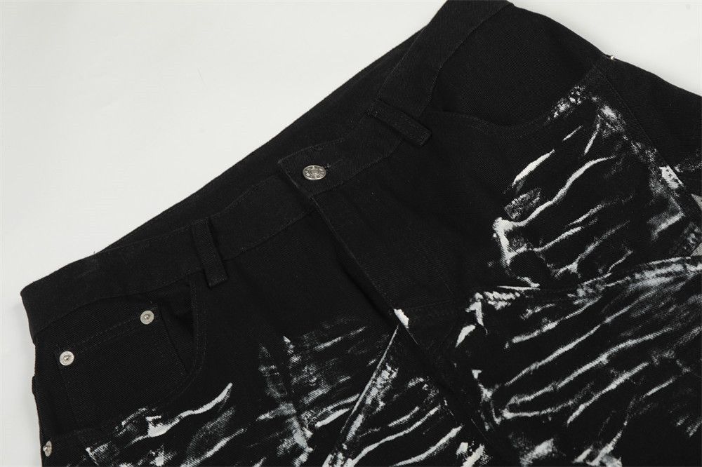 Jean Men's splatter graffiti curved heavy-duty jeans Size US 32 / EU 48 - 3 Thumbnail