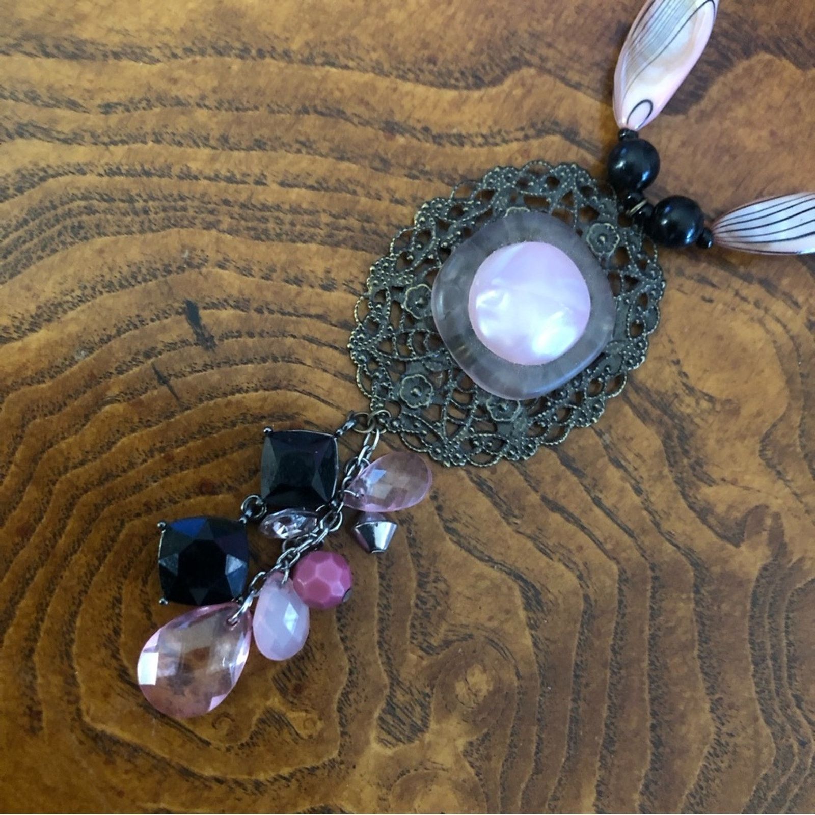 Handmade Handcrafted repurpose natural shell beaded pendant necklace Size ONE SIZE - 9 Thumbnail