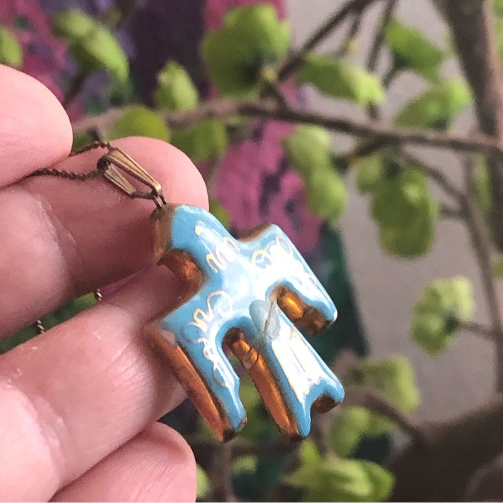 Vintage Vintage 70s hand painted porcelain eagle pendant necklace Size ONE SIZE - 3 Thumbnail
