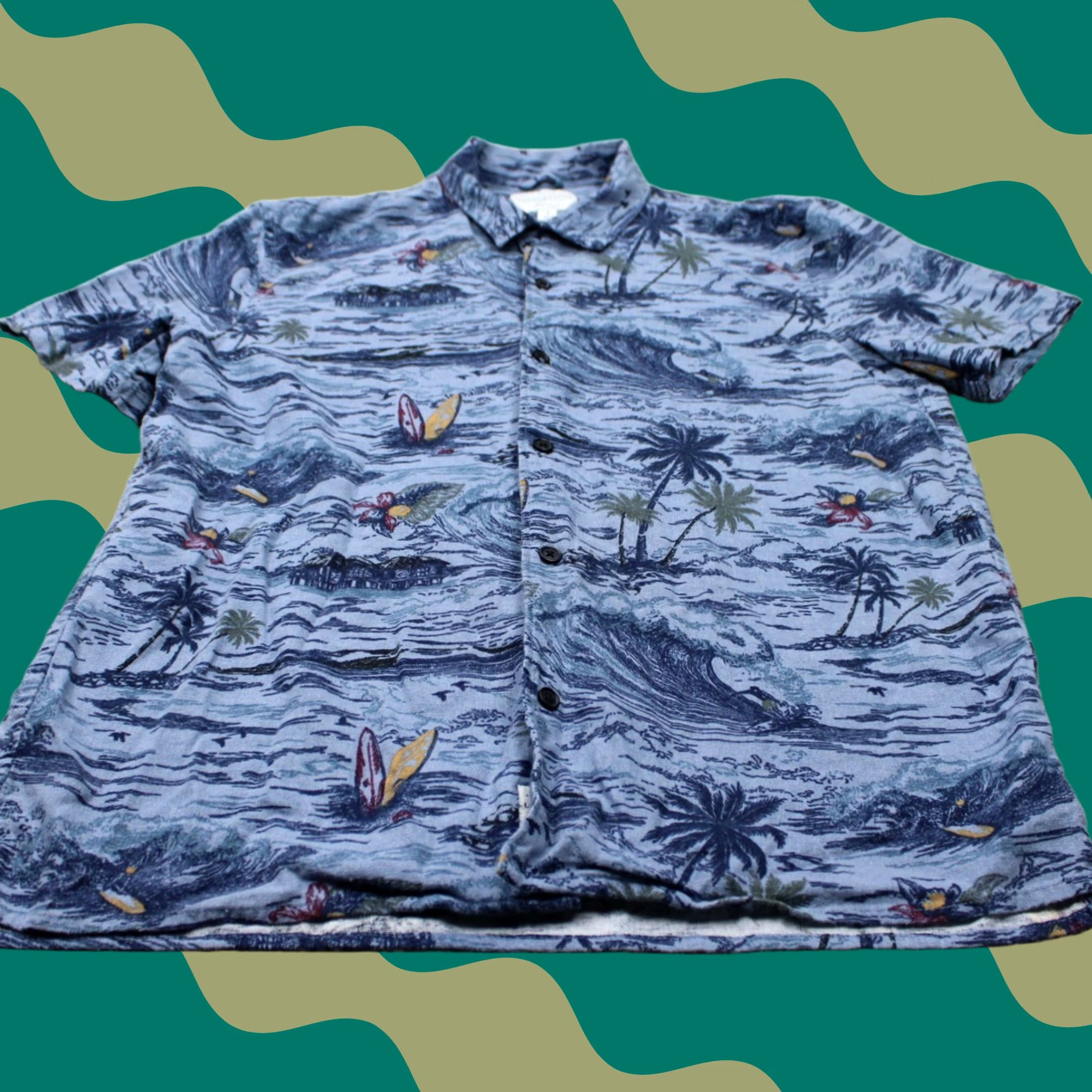 Lucky Brand Lucky Brand AOP Camp Shirt Mens Small Blue Linen/Viscose Blend S/S Loop Collar Shirt Size US S / EU 44-46 / 1 - 1 Thumbnail