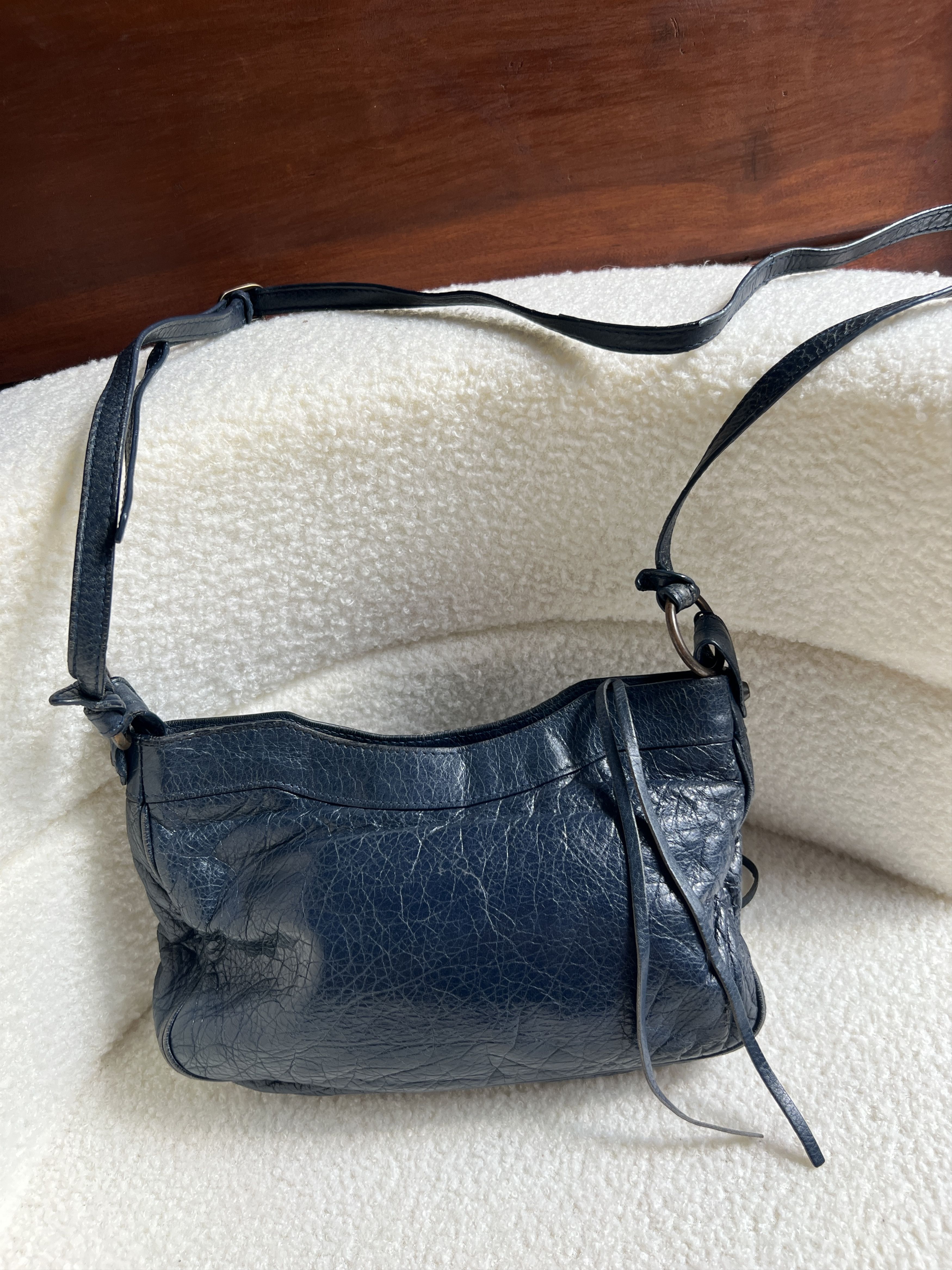 Balenciaga Authentic Balenciaga Navy Blue Hip City Leather Bag Size ONE SIZE - 3 Thumbnail