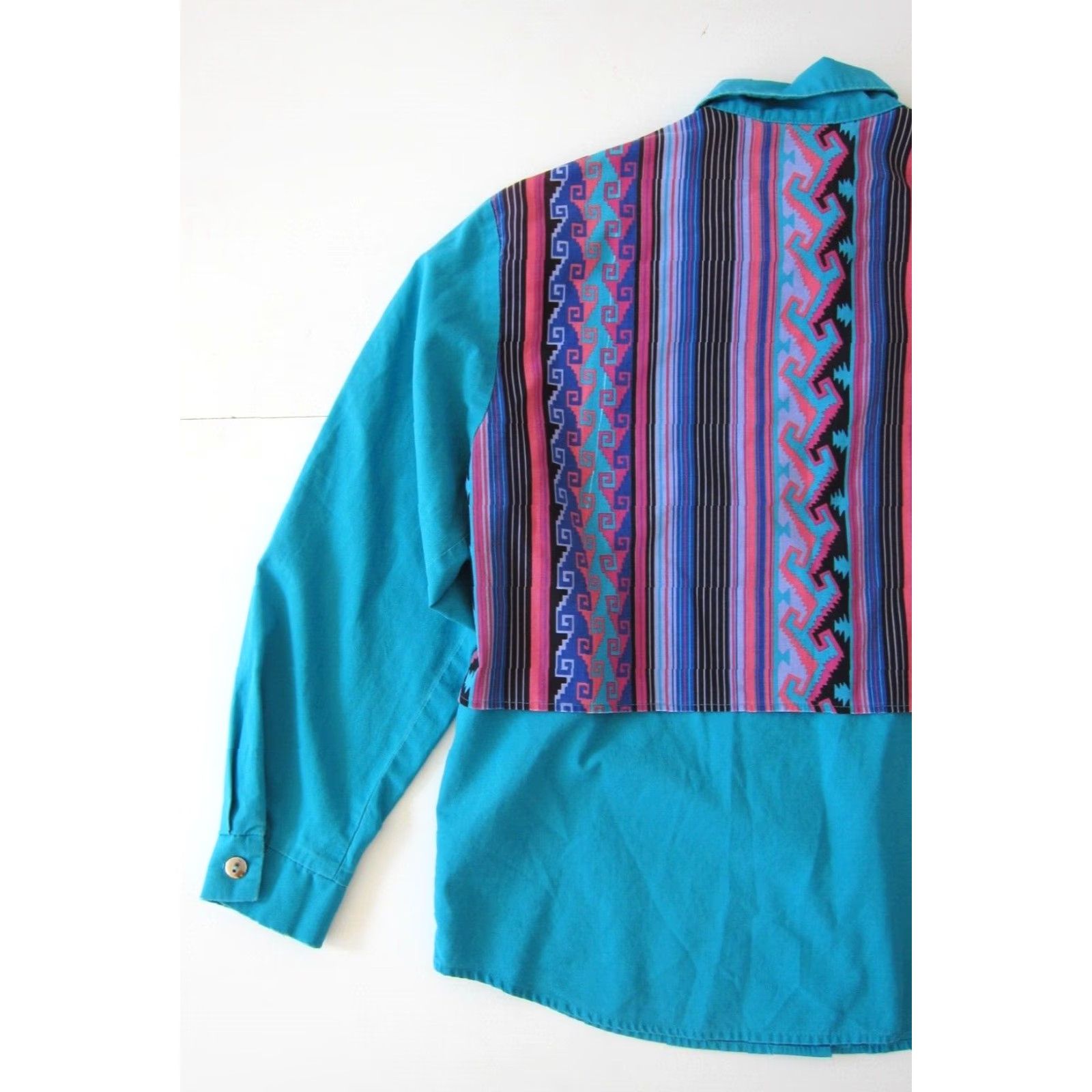 Vintage VINTAGE Western Plains Trading Co. Blouse Shirt 3/4 Sleeve Pink Blue M-L Womens Size L / US 10 / IT 46 - 5 Thumbnail