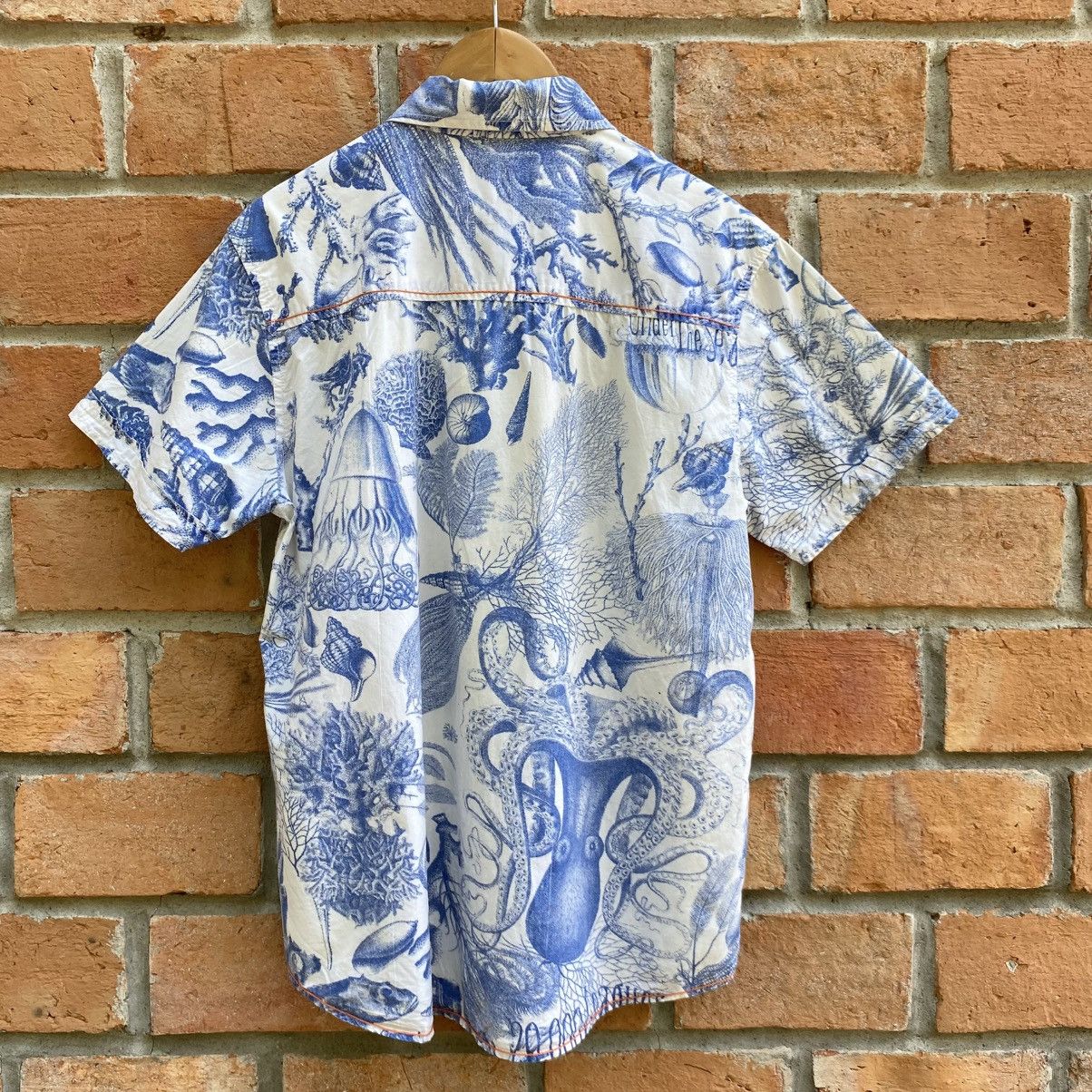 Japanese Brand KENVELO White Short Sleeve Shirt Blue Graphic Size US M / EU 48-50 / 2 - 4 Thumbnail