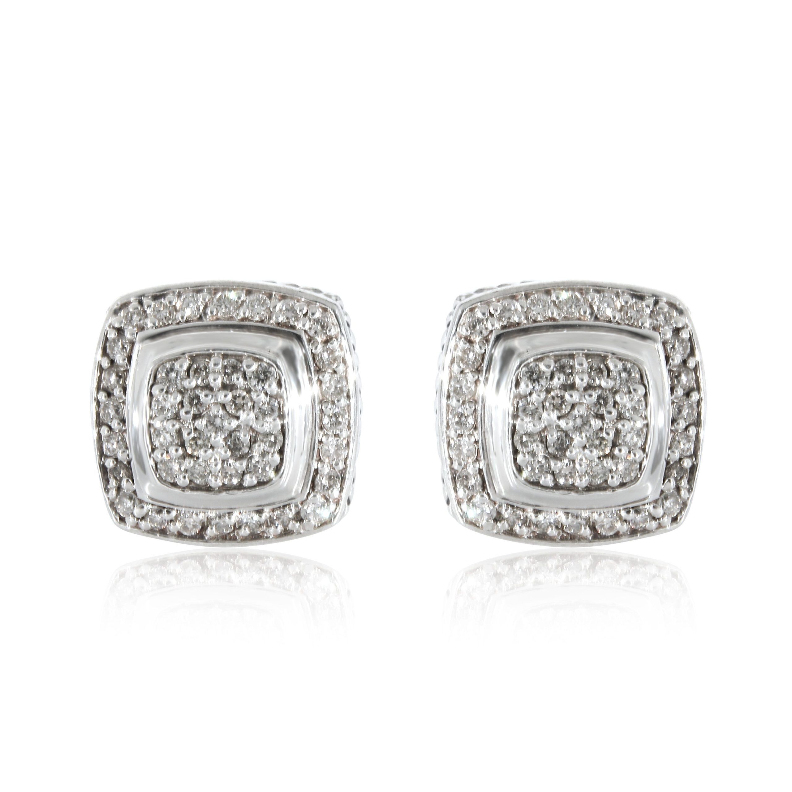 David Yurman David Yurman Albion Pave Diamond Earrings in Sterling Silver 0.50 CTW Size ONE SIZE - 1 Thumbnail