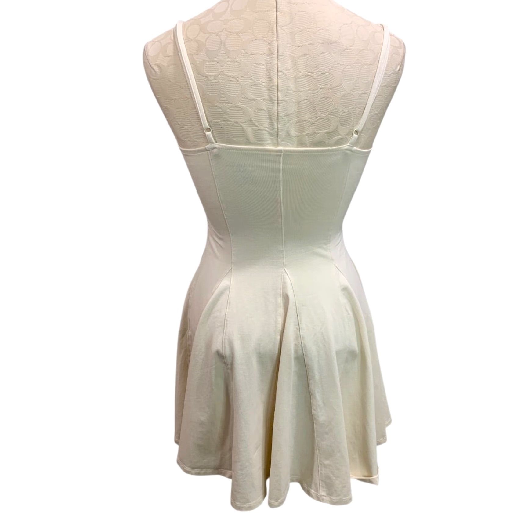 Vintage VINTAGE American Eagle Sundress Knit Pullover Small Ivory White Spaghetti Strap Womens 30" Short Dress Size S / US 4 / IT 40 - 7 Thumbnail
