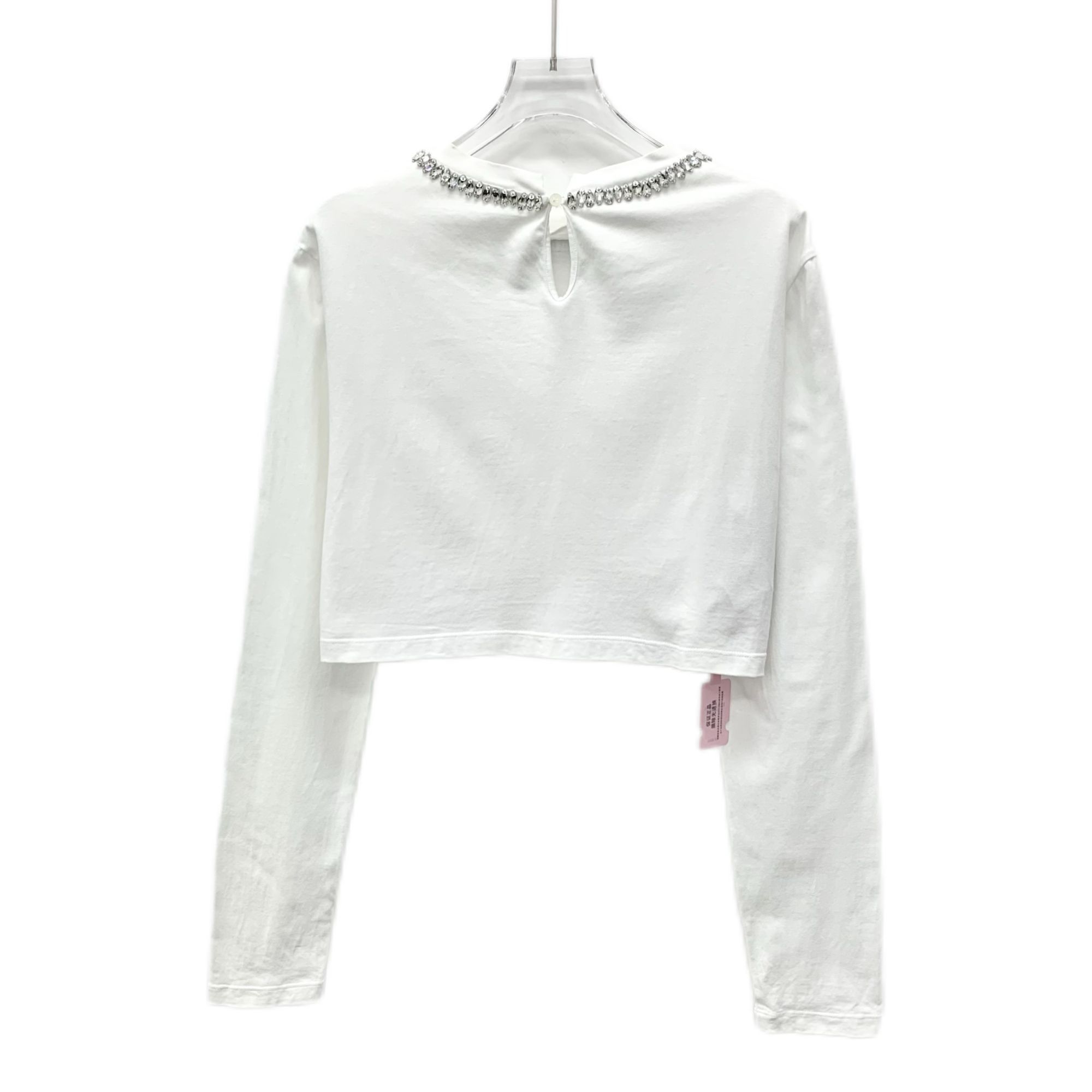 Miu Miu Miu Miu 2022 White Logo Rhinestone Cotton Top (Size M) Size M / US 6-8 / IT 42-44 - 8 Thumbnail