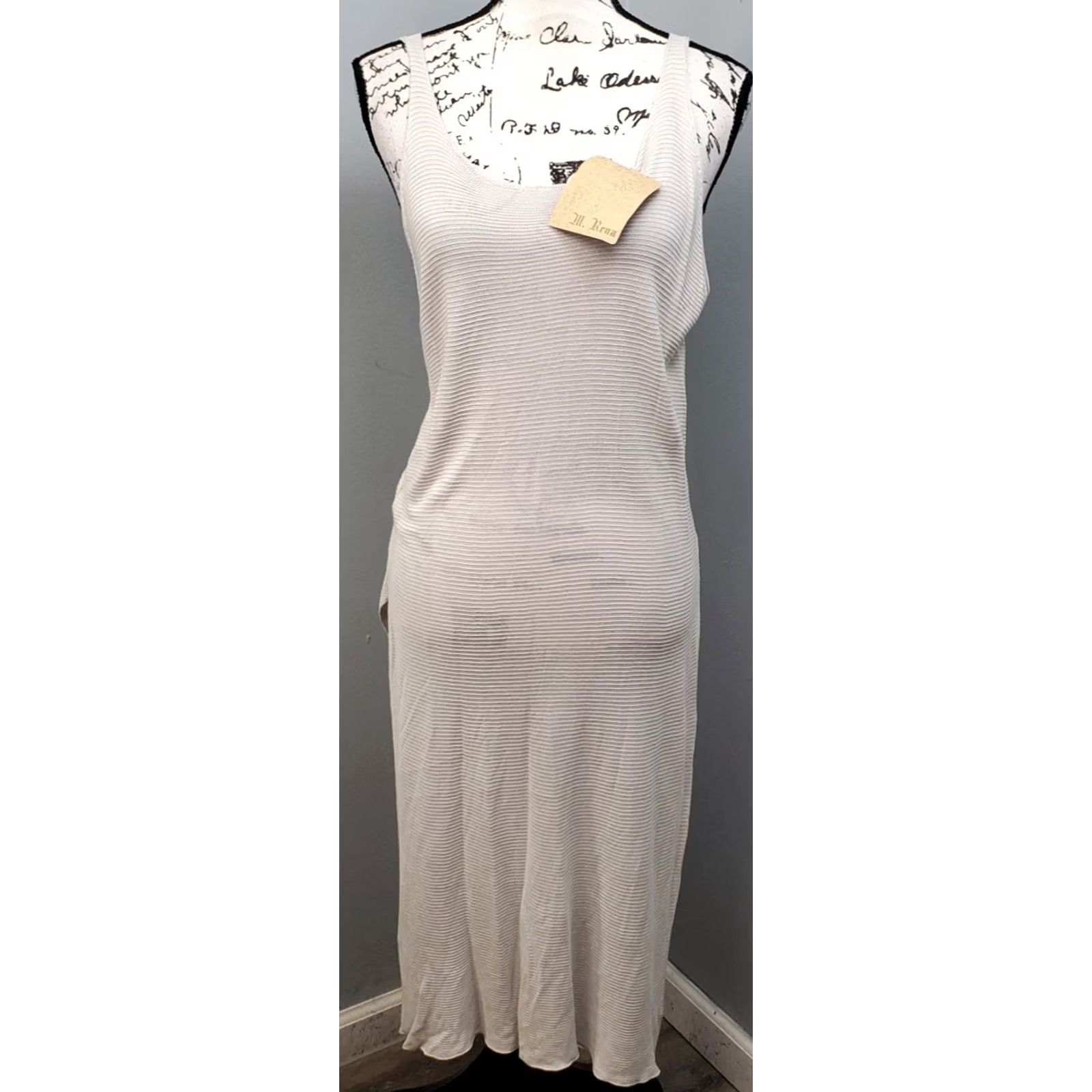 Vintage M. Rena Bella U Knit Maxi Dress Womens Size M Gray Sleeveless Scoop Neck Side Slit Size M / US 6-8 / IT 42-44 - 2 Thumbnail