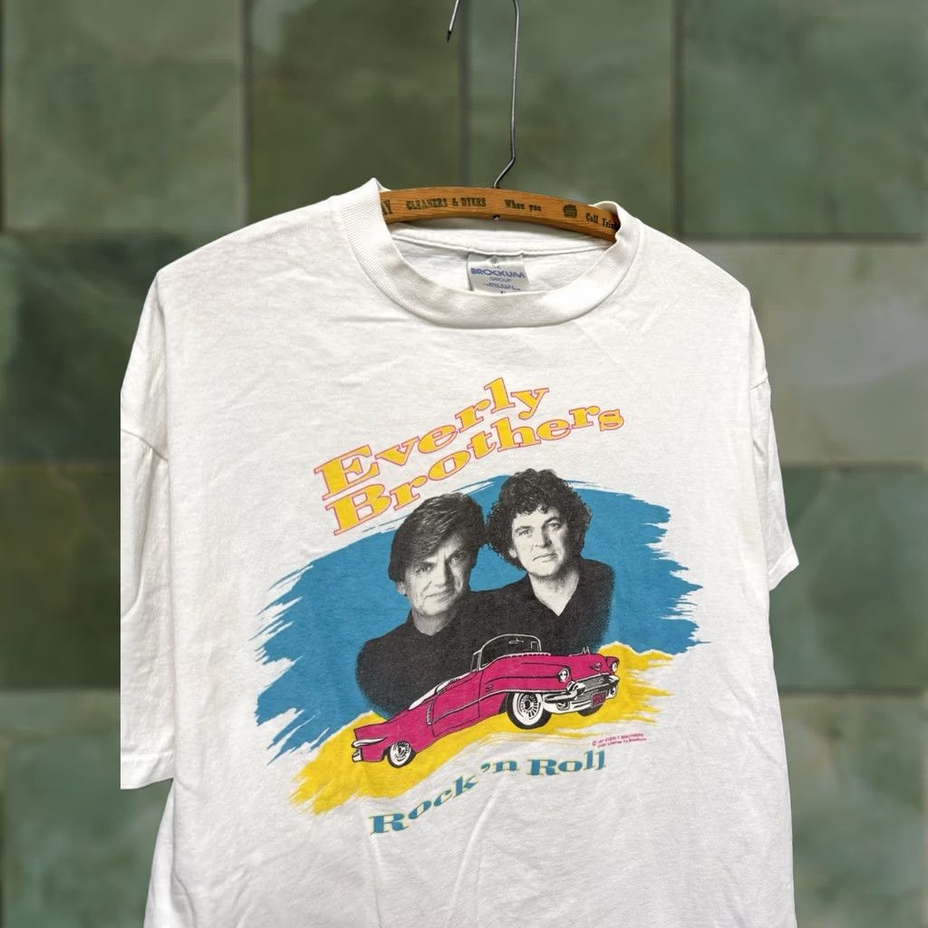 Vintage VINTAGE Brockum The Everly Brothers Rock N Roll White Tee Shirt XL Shirt Men’s Small/Medium 1990s Glam Rock Cotton US Mens Size US XL / EU 56 / 4 - 1 Thumbnail