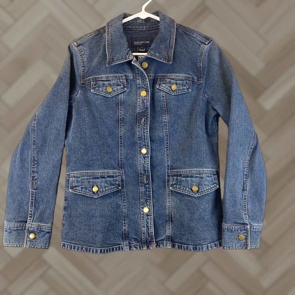 Jones New York VINTAGE Jones New York Jeans Jacket Women Medium Blue Long Sleeve Denim Coat Women's Clothing Size M / US 6-8 / IT 42-44 - 1 Thumbnail