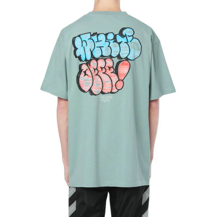 Off-White Jade Green Graff Logo Oversized T-Shirt Size US XXL / EU 58 / 5 - 2 Thumbnail