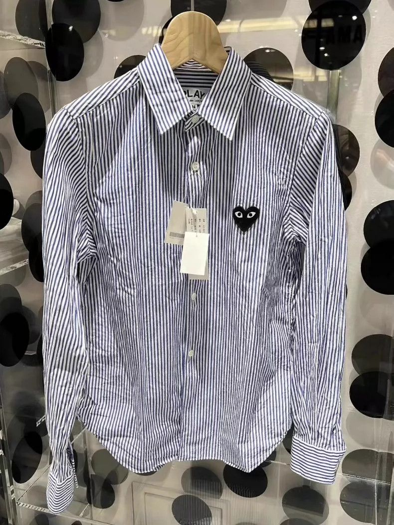 Comme des Garcons Comme Des Garcons Striped Black Heart Shirt Size XS / US 0-2 / IT 36-38 - 1 Thumbnail