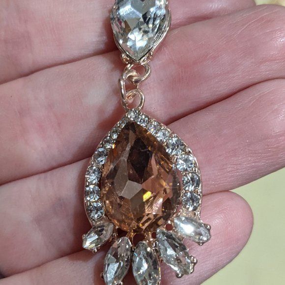 Other Elegant Glam Champagne Crystal Teardrop Earrings Size ONE SIZE - 15 Thumbnail