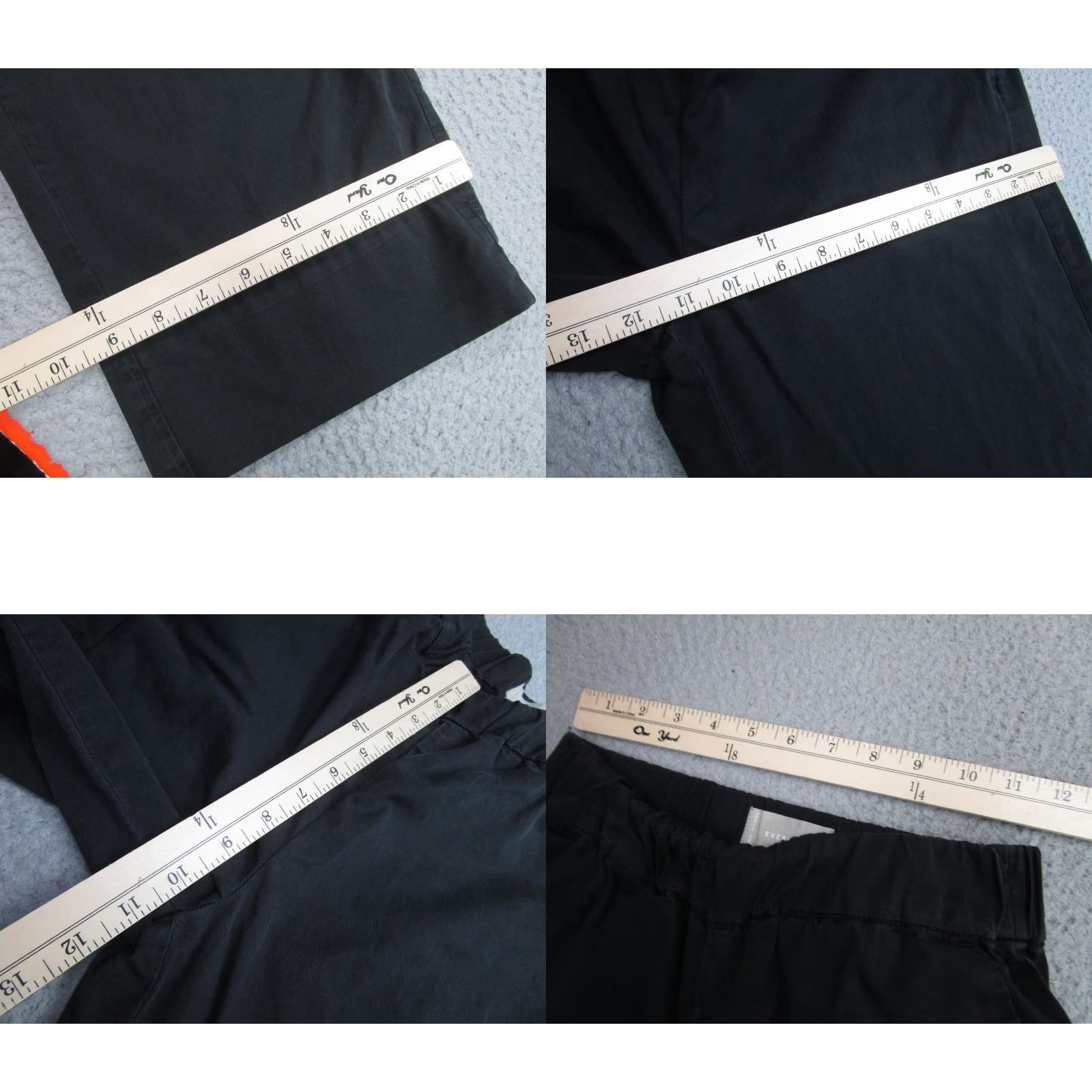 Everlane Everlane Pants Womens 2 Black Organic Cotton Wide Leg Elastic Waist Chino Casual Size 26" / US 2 / IT 38 - 8 Thumbnail