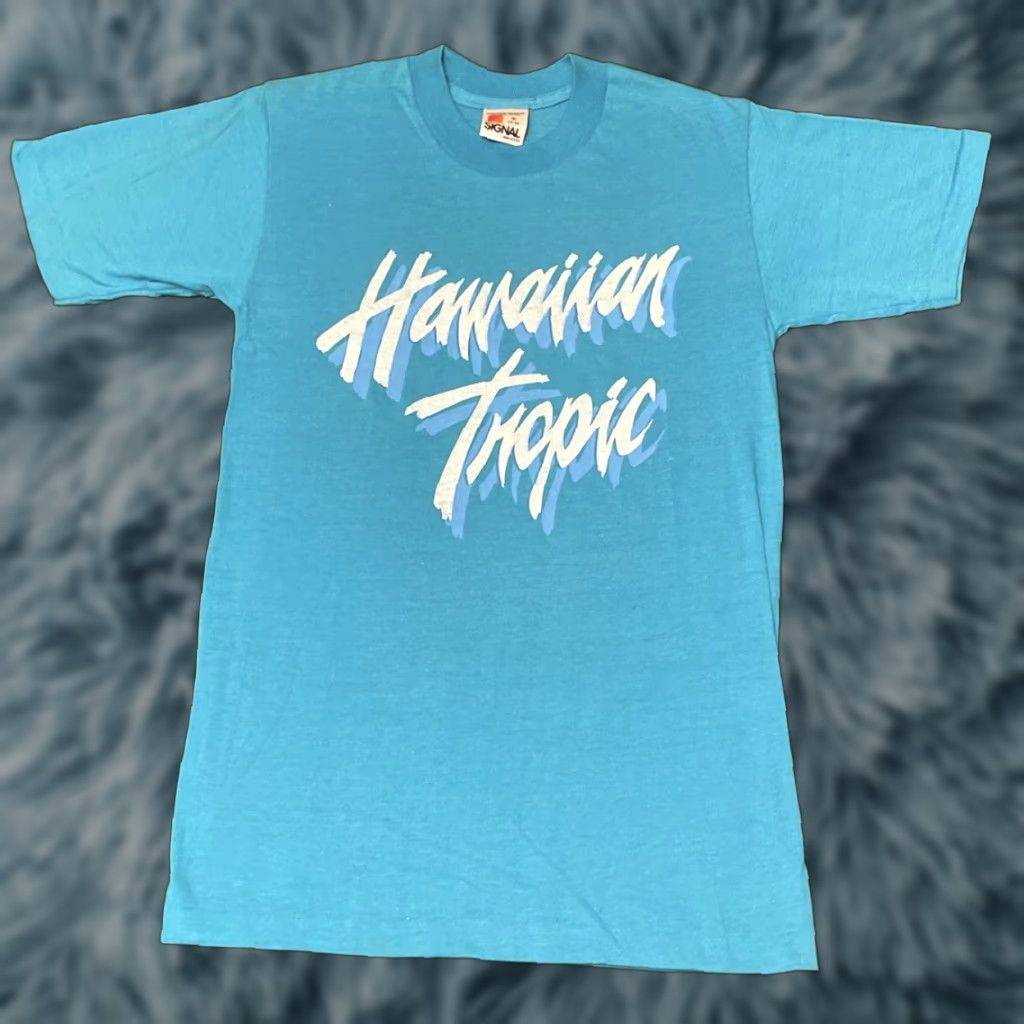 Vintage VINTAGE 80s Hawaiian Tropic Spring Break 1986 Promo Surf Skate Shirt Mens Size S Blue Size US S / EU 44-46 / 1 - 1 Thumbnail