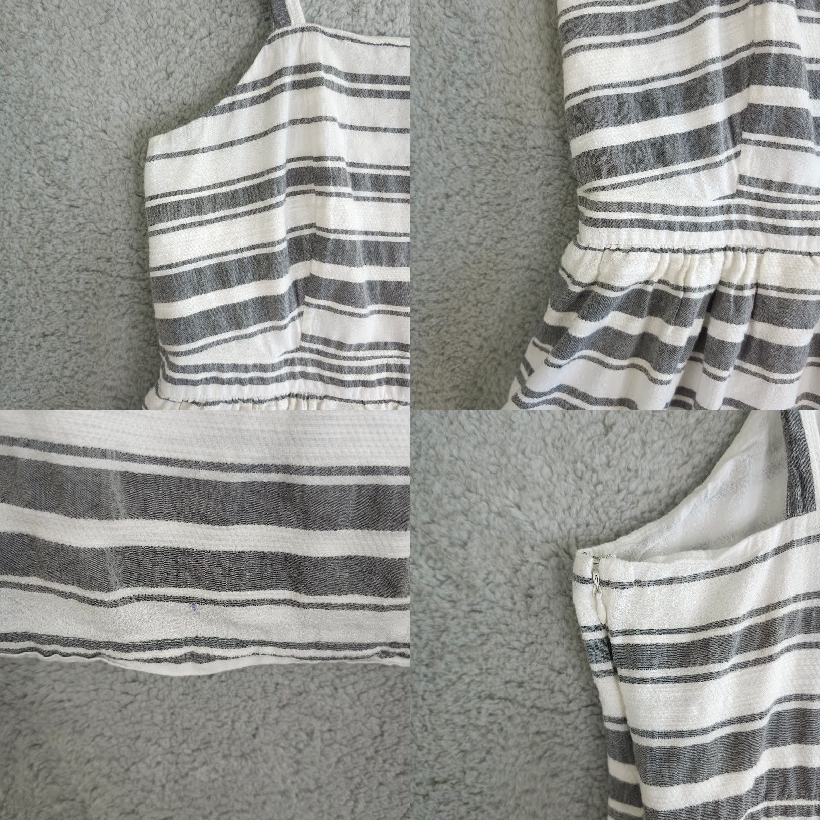 Loft VINTAGE LOFT Dress Womens L Gray White Striped Fit Flare Knee Casual Pockets Size L / US 10 / IT 46 - 8 Thumbnail