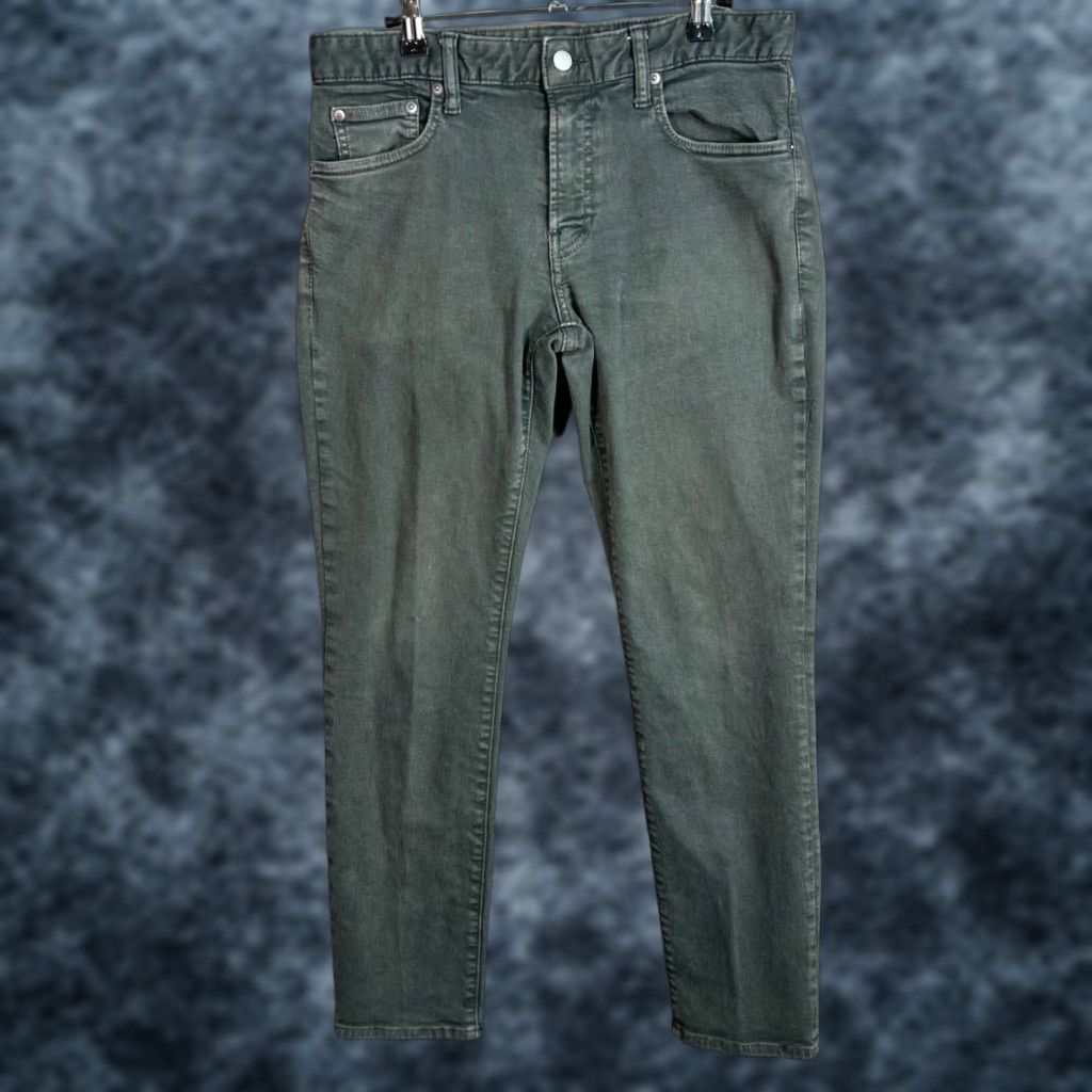 Bonobos BONOBOS Jeans Slim 31x30 Men Green Denim Cotton Blend 5-Pocket Inseam 30 Retro Preppy Style Mens Jeans Size US 31 - 1 Thumbnail