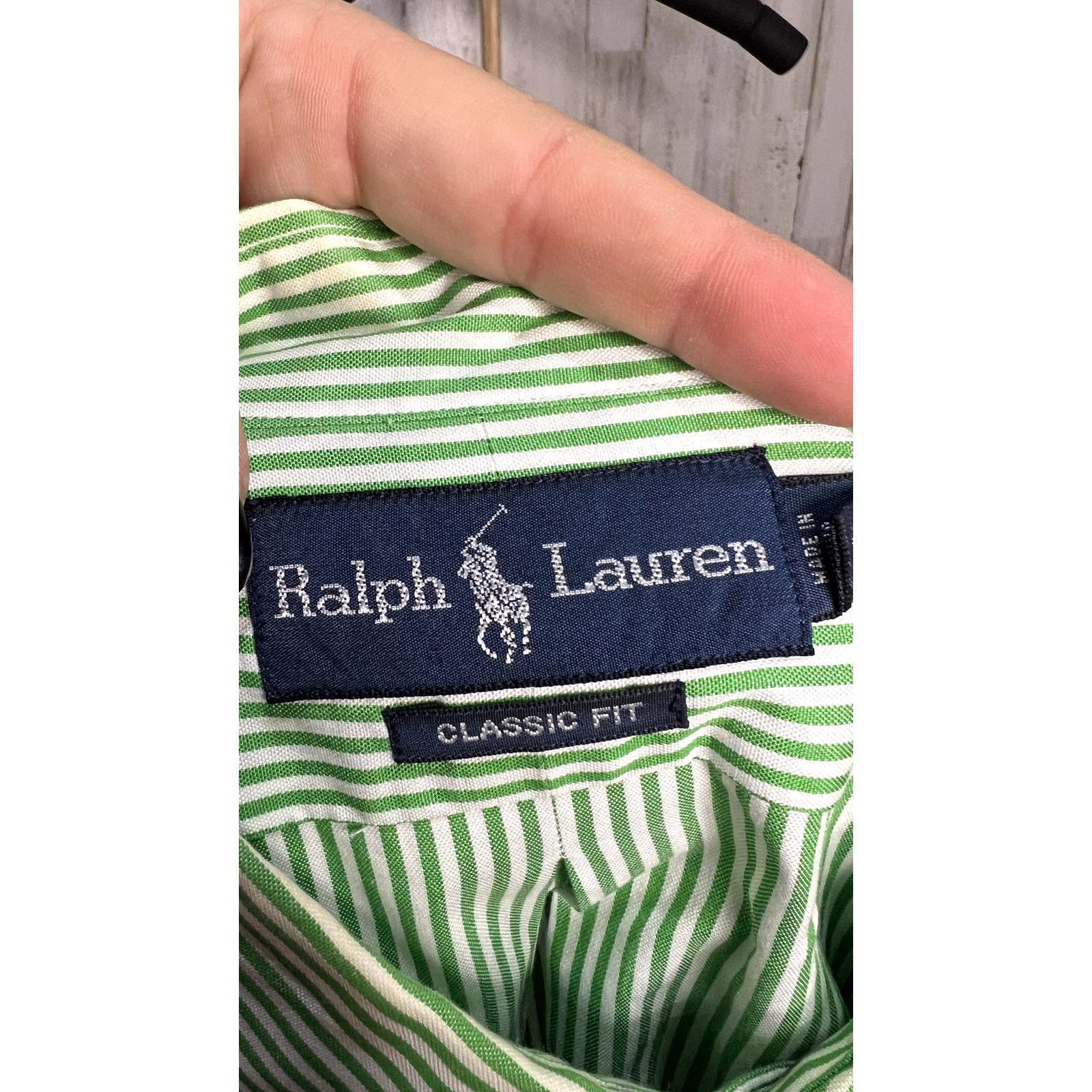 Ralph Lauren Ralph Lauren Green Striped Long Sleeve Button-Up Shirt Size US M / EU 48-50 / 2 - 4 Thumbnail