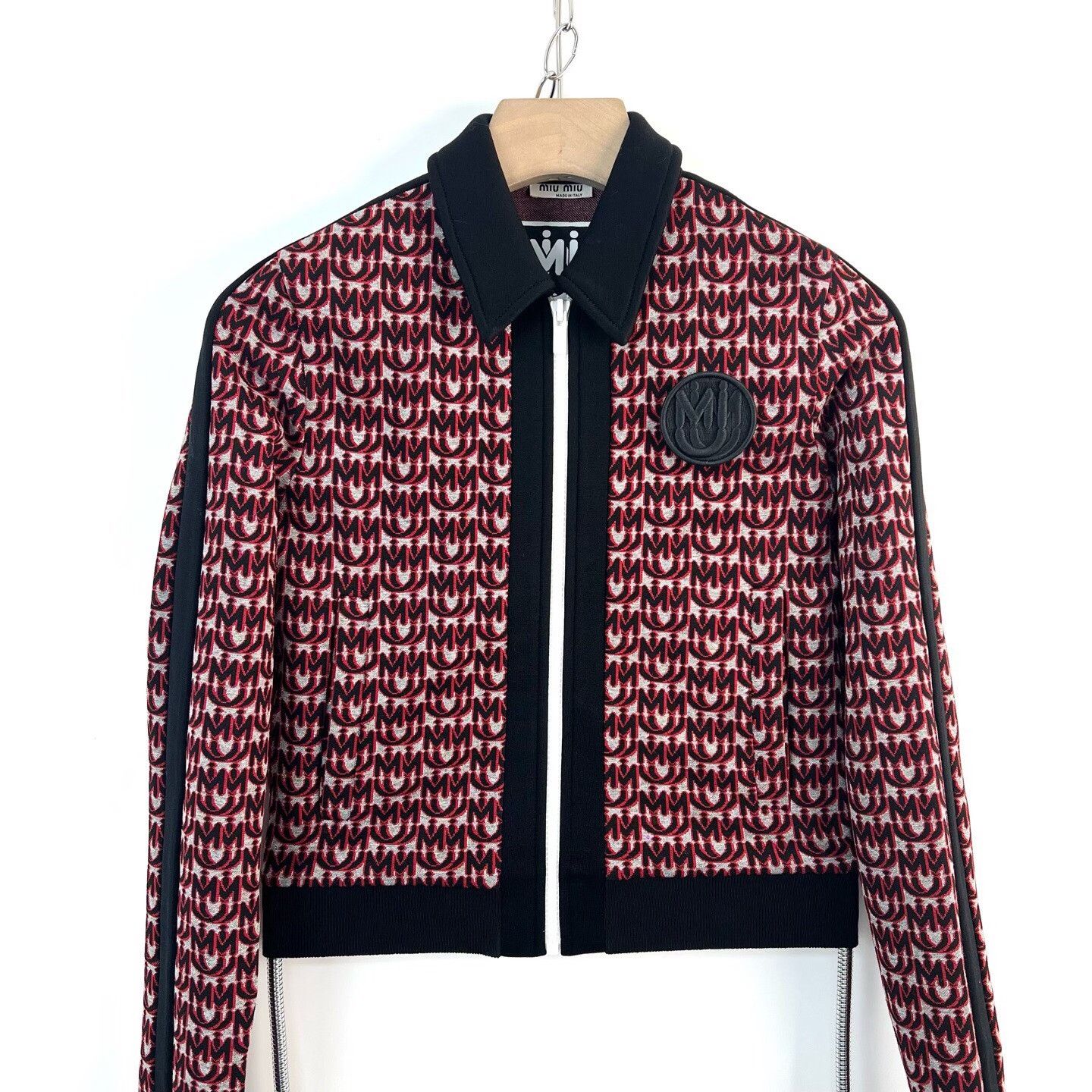 Miu Miu MiuMiu Burgundy Monogram Jacquard Coat Size S / US 4 / IT 40 - 1 Thumbnail