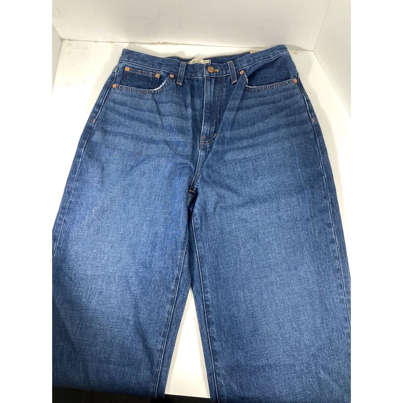 Madewell VINTAGE Madewell Baggy Jeans Women 29x33 Blue Denim Straight Leg Medium Wash NWT Size 29" - 5 Thumbnail