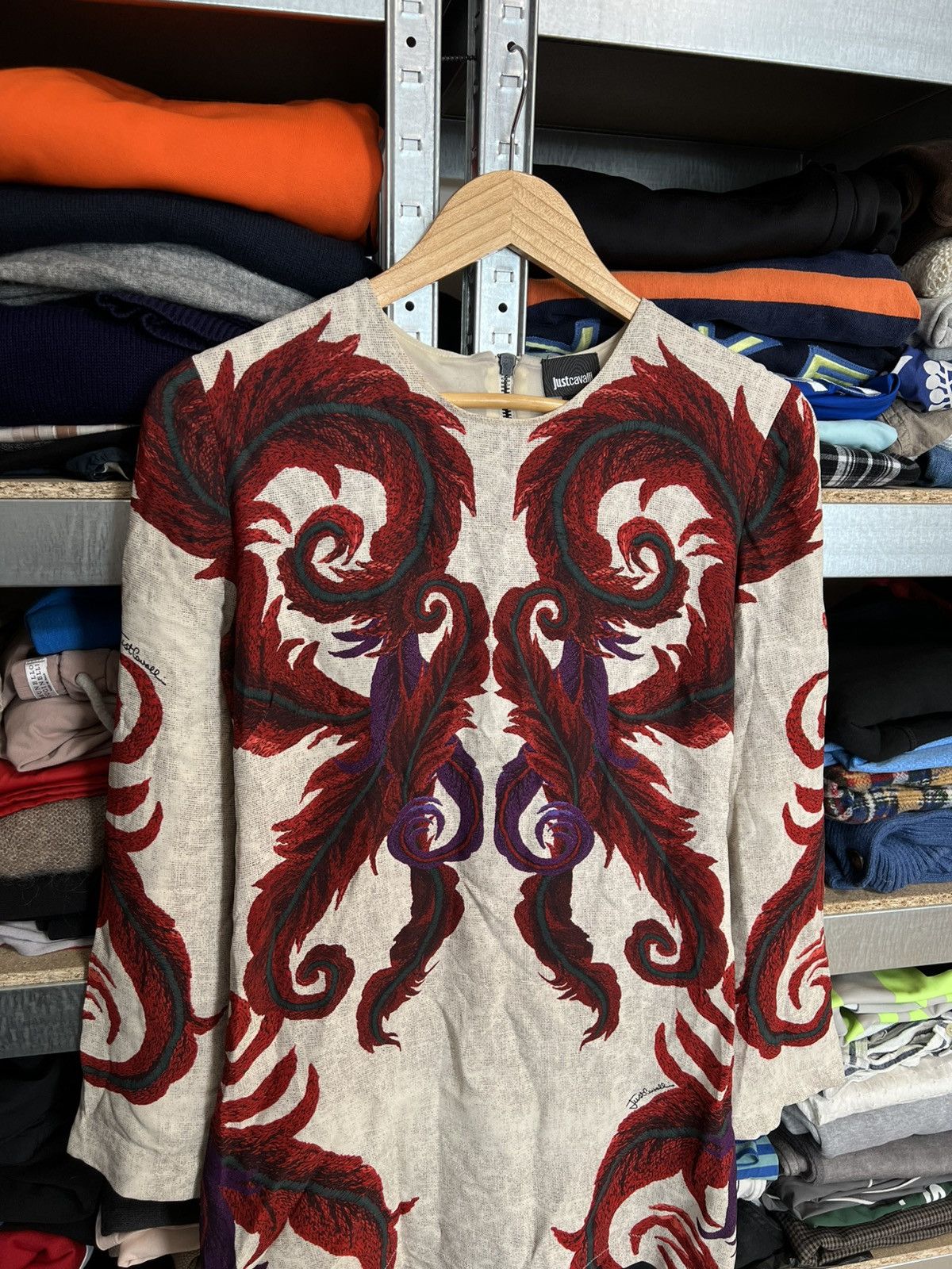 Designer × Just Cavalli Just Cavalli Women’s Printed Long Sleeve Zip Dress Size 40 Size S / US 4 / IT 40 - 2 Thumbnail