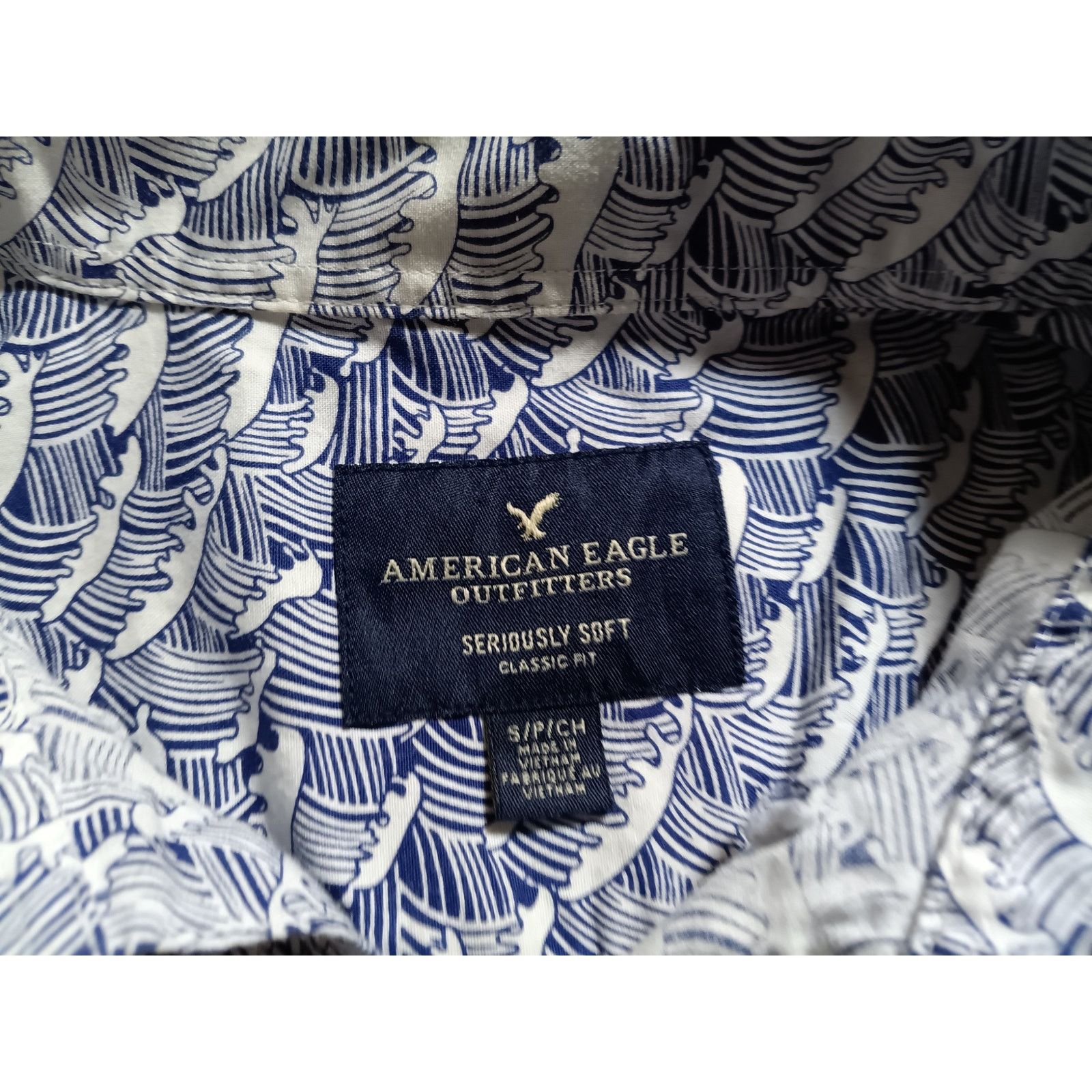 American Eagle Outfitters American Eagle Small Men's Wave Print Long Sleeve Shirt Size US S / EU 44-46 / 1 - 3 Thumbnail