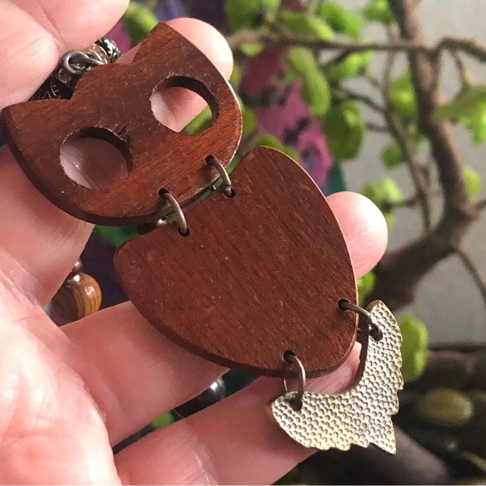 Handmade Handcrafted repurpose articulated owl pendant necklace Size ONE SIZE - 9 Thumbnail