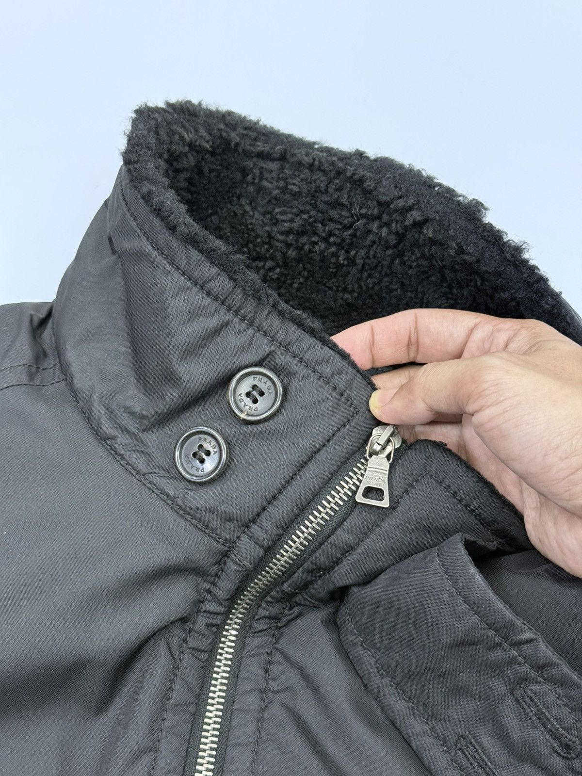 Prada 🔥Archived🔥90s PRADA Padded Dyed Sheep Fur Black Nylon Bomber Size US M / EU 48-50 / 2 - 17 Thumbnail