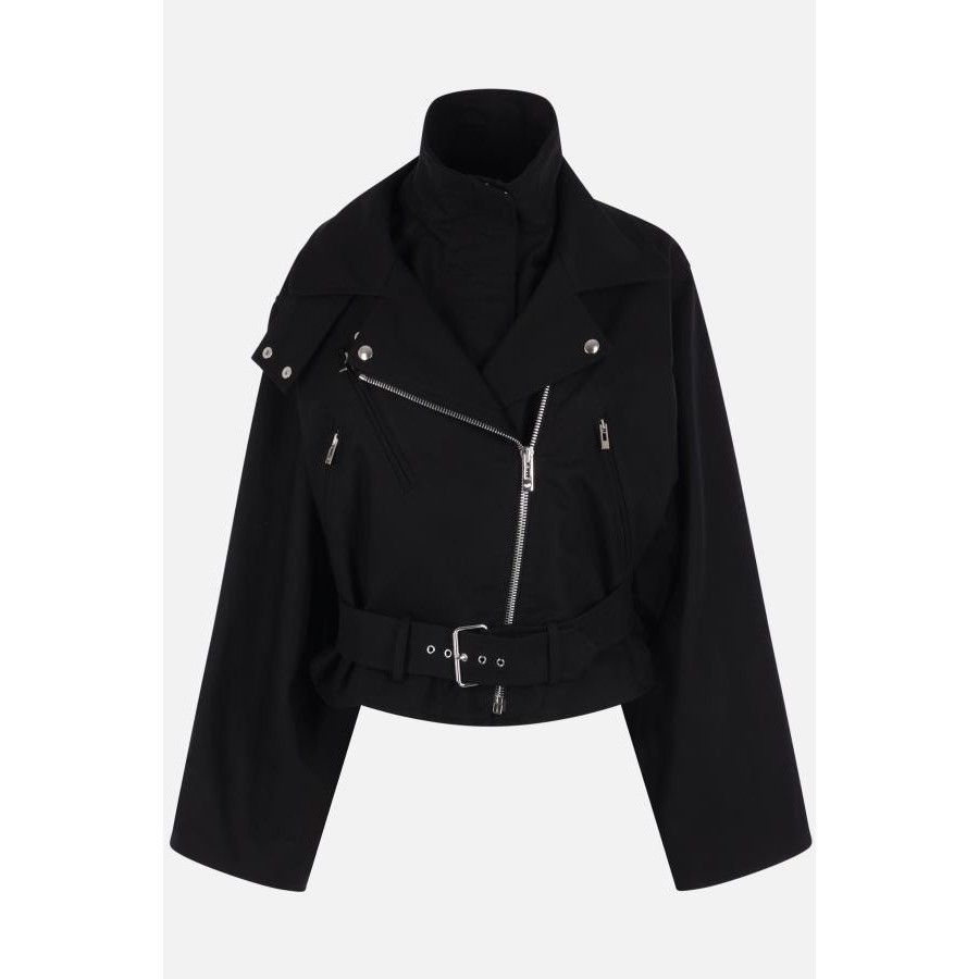Alaia ALAÏA Black Cropped Canvas Biker Jacket New & Authentic (Wom Size XS / US 0-2 / IT 36-38 - 1 Thumbnail