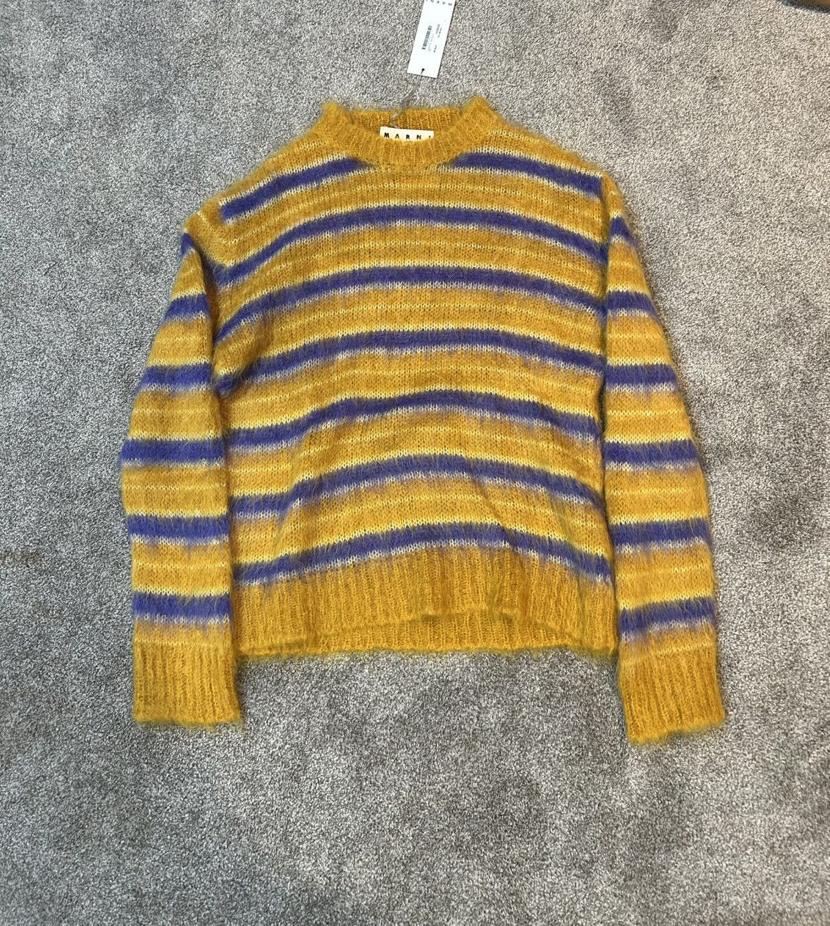 Marni mohair fuzzy wuzzy sweater blue and yellow