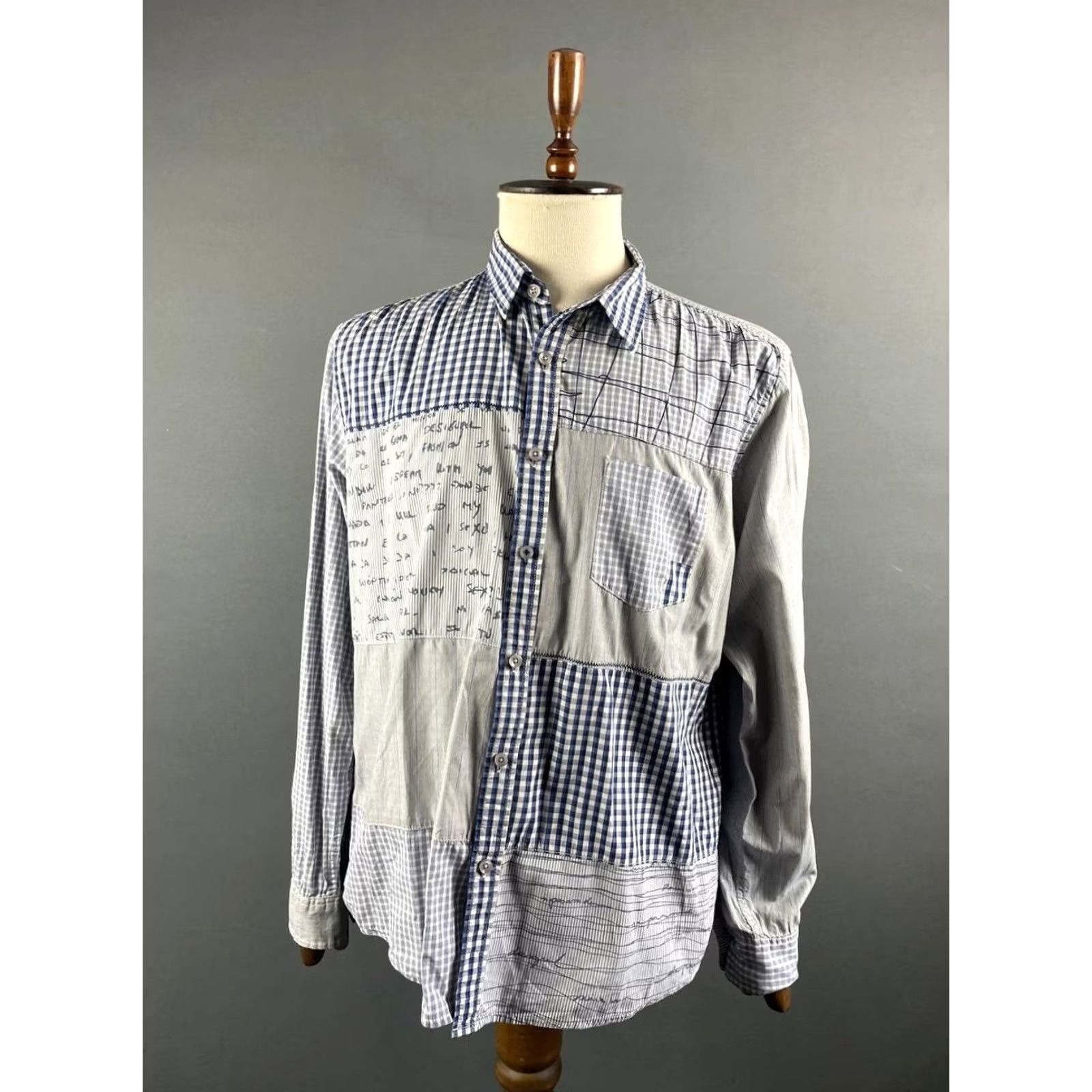 Desigual Desigual Shirt Mens XL Blue Casual Size Patchwork Long Sleeve Button Size US XL / EU 56 / 4 - 2 Thumbnail