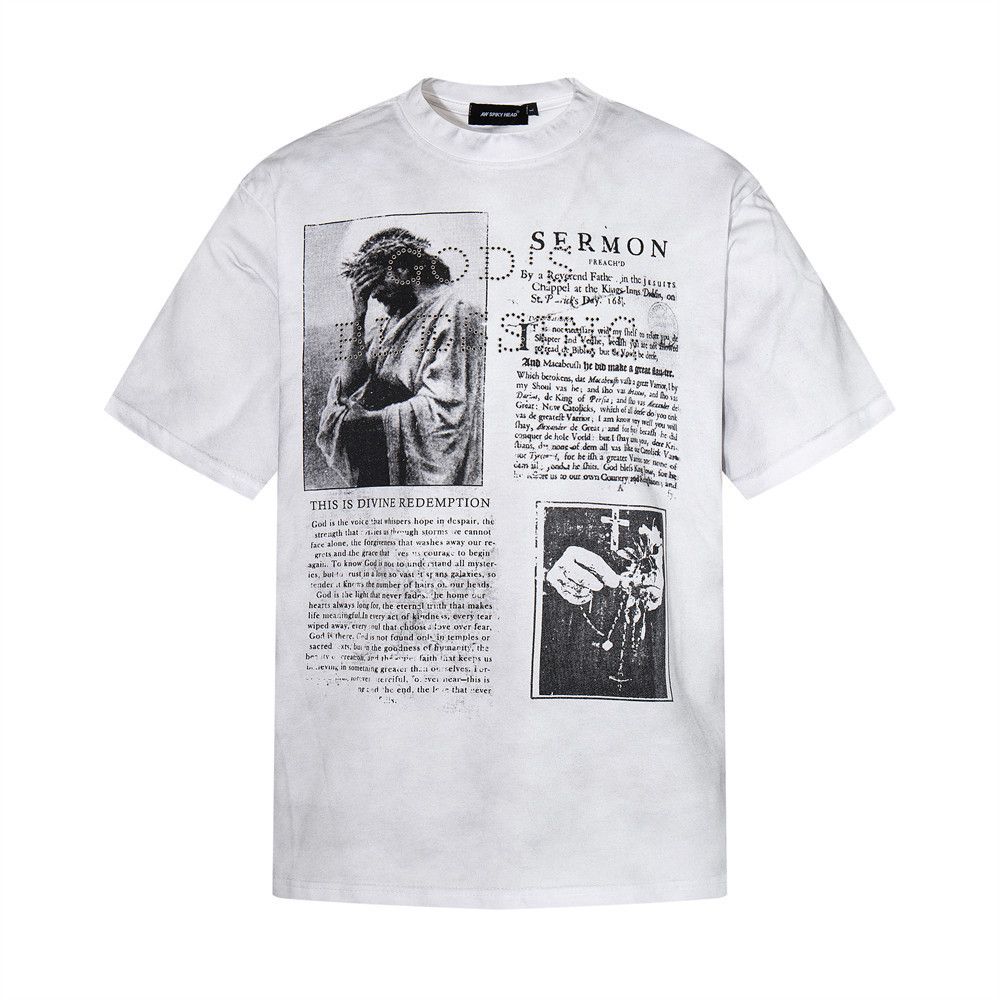 Japanese Brand Men's Retro Street Style Rhinestone Casual Print T-shirt Size US M / EU 48-50 / 2 - 1 Thumbnail