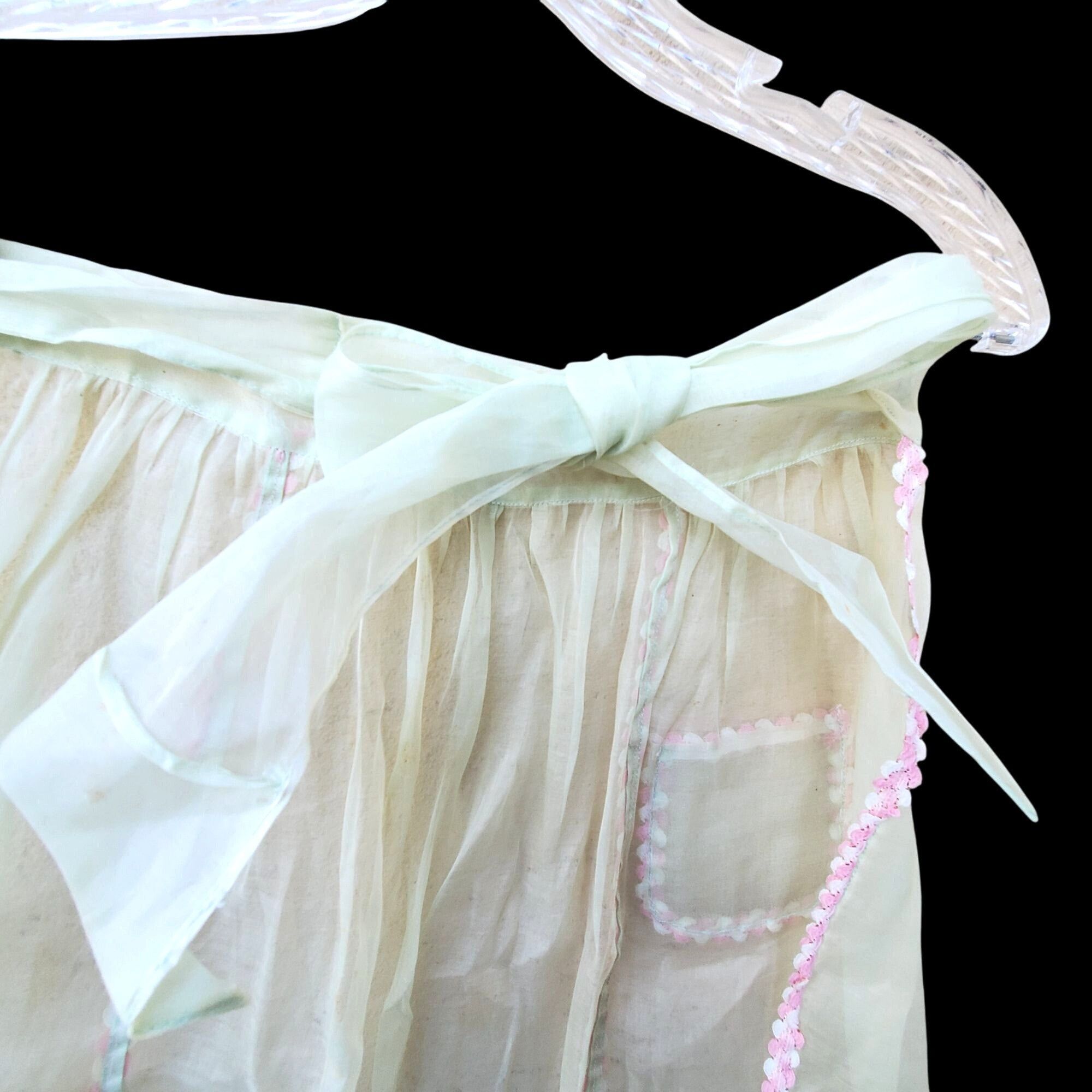 Vintage Vintage 1930s Sheer Organza Apron Mid Century Burlesque Cost Size ONE SIZE - 3 Thumbnail