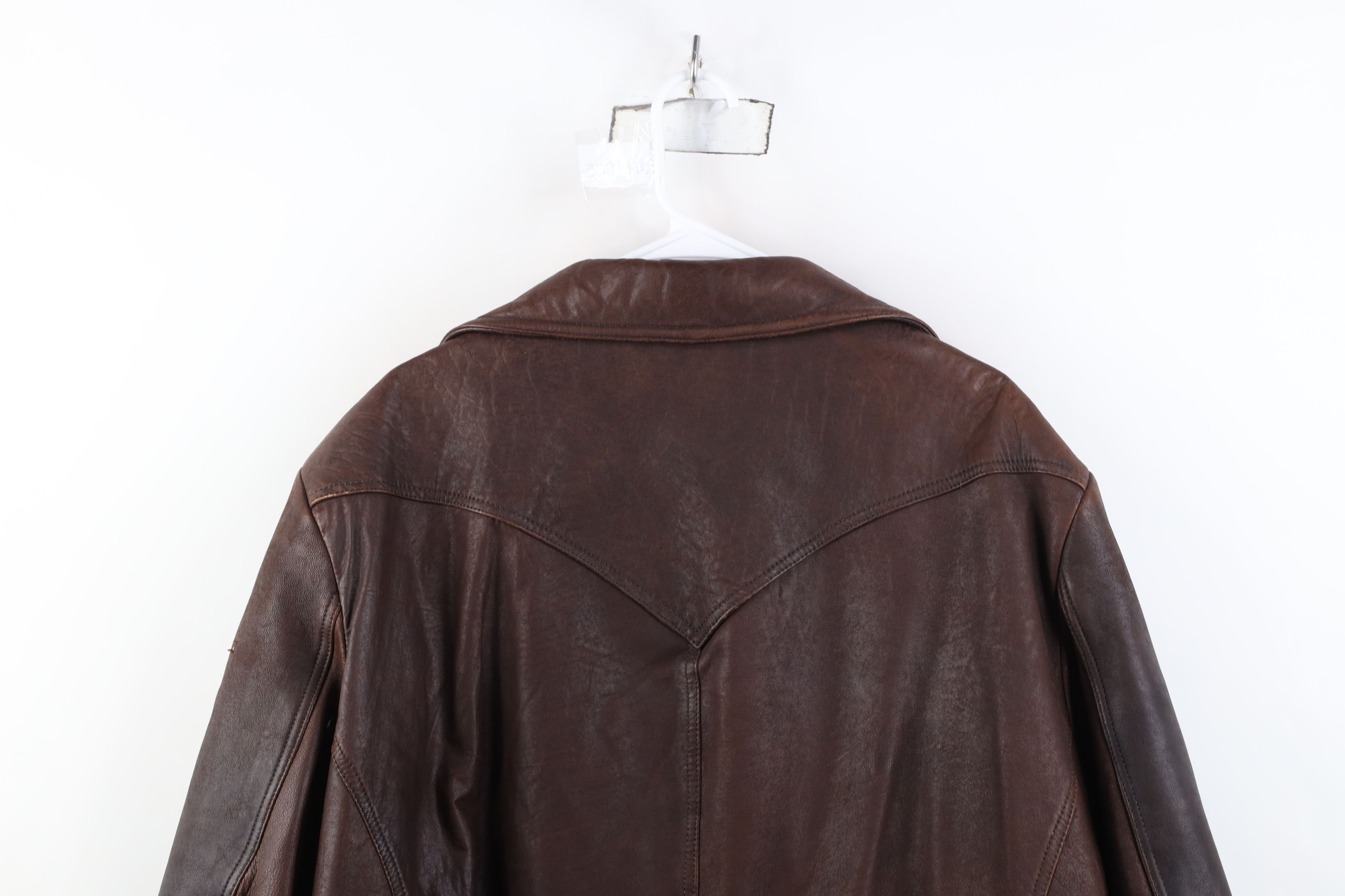 Vintage Vintage 90s Streetwear Leather Rancher Jacket Brown USA Size US XXL / EU 58 / 5 - 14 Thumbnail