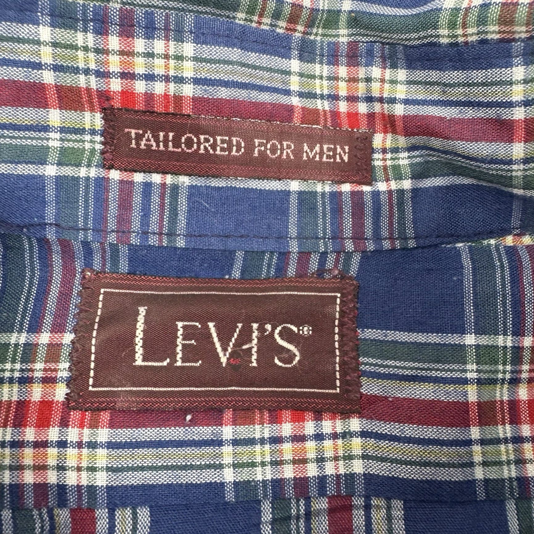 Levi's VINTAGE Levi's Button-Up Shirt Mens Large Blue Plaid 80s Formal Collared Long Sleeve Size US L / EU 52-54 / 3 - 4 Thumbnail