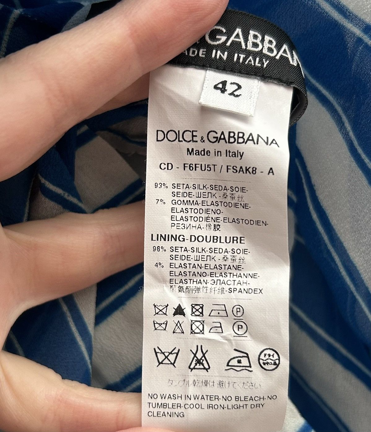 Dolce & Gabbana Dolce & Gabbana Silk Striped Dress Blue White 3/4 Sleeve Size M / US 6-8 / IT 42-44 - 10 Thumbnail