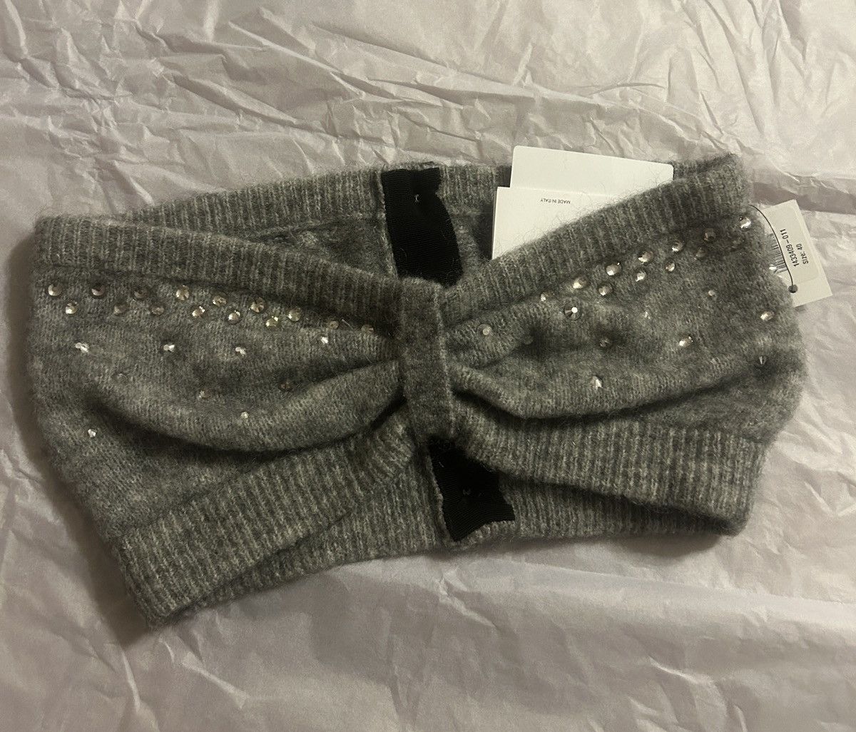 Alessandra Rich ALESSANDRA RICH Cropped crystal-embellished knitted top Gray Size S / US 4 / IT 40 - 1 Thumbnail