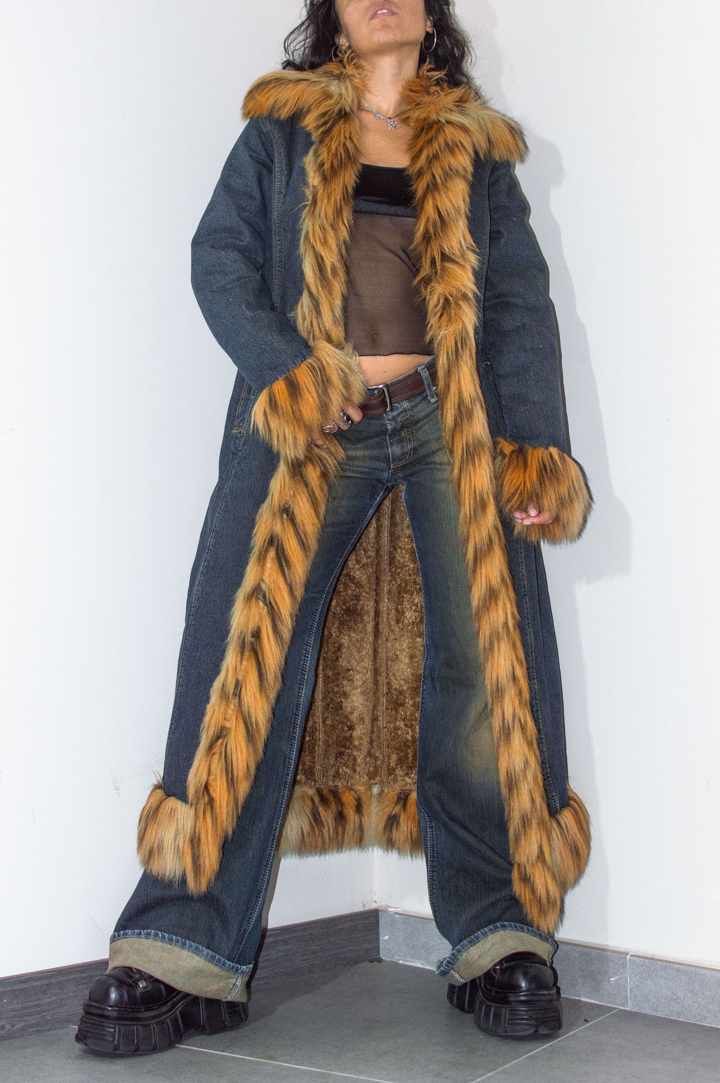 Vintage Vintage Y2k Faux Fur Trim Maxi Afghan Coat Size S / US 4 / IT 40 - 2 Thumbnail