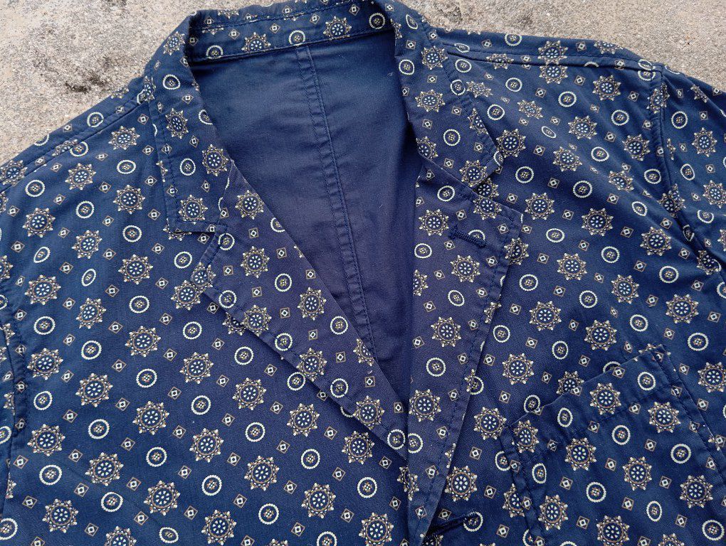 Beams Japan BEAMS Navy Total Pattern Cotton Jacket Blazer Coat 🎌 Size US M / EU 48-50 / 2 - 3 Thumbnail