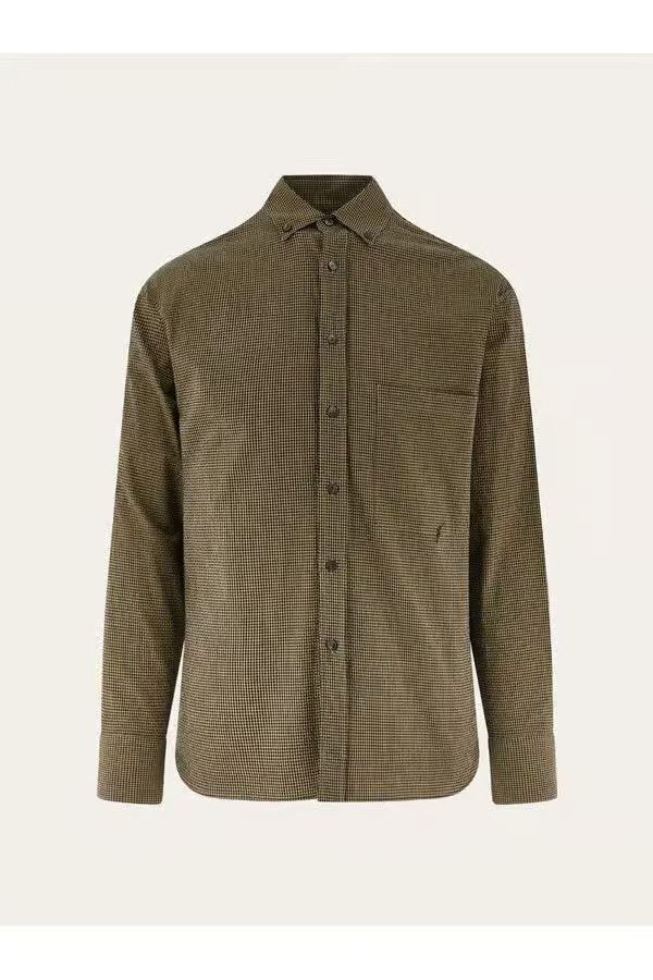 Salvatore Ferragamo o1s1rm0126 Sports Shirt in Dusty Brown Size US L / EU 52-54 / 3 - 1 Thumbnail