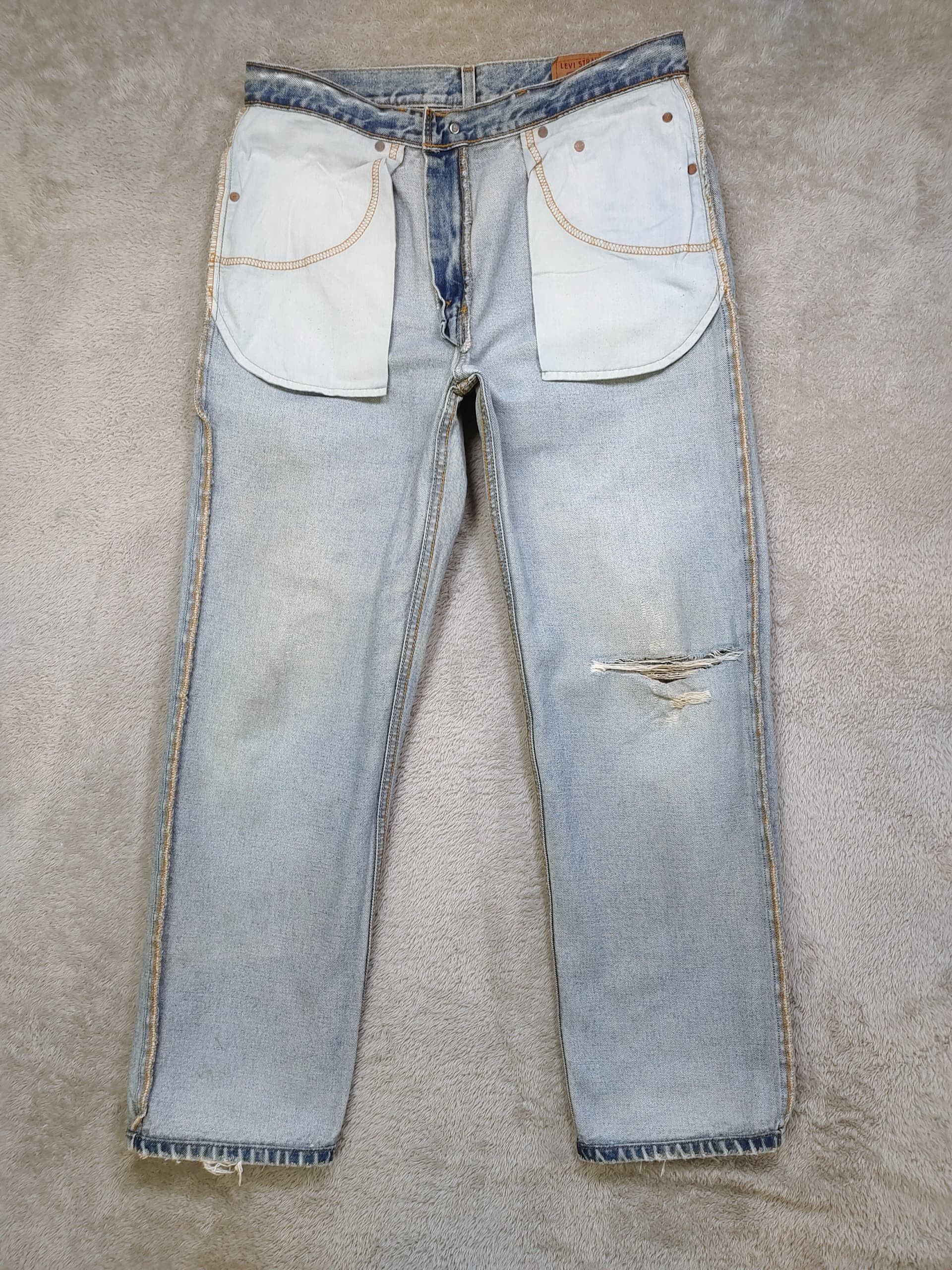 Levi's Vintage Levi’s 550 Relaxed Fit Distressed Light Wash Jeans Size US 34 / EU 50 - 15 Thumbnail