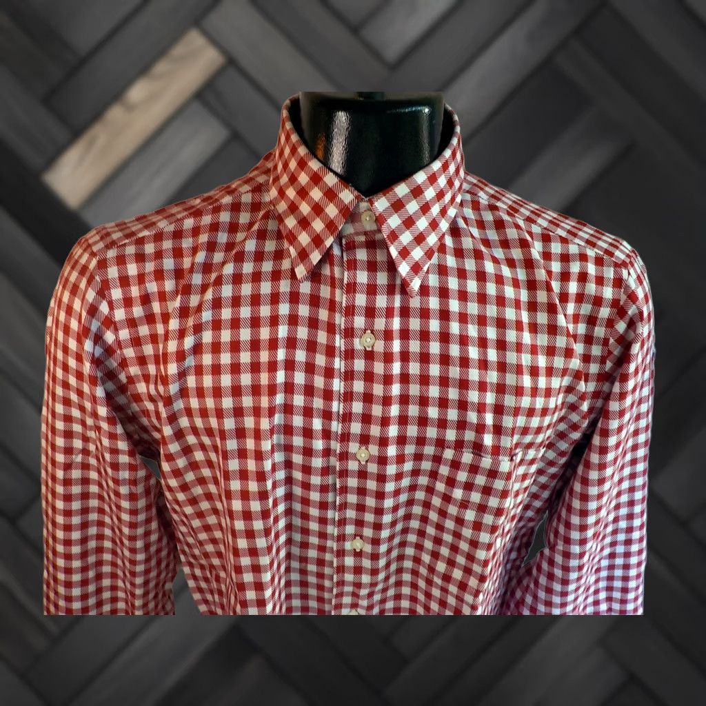 Vintage BULLLOCK & JONES LS Button Front Check Shirt Red White Cotton SZ MED NWT Mens Shirt Size US M / EU 48-50 / 2 - 1 Thumbnail