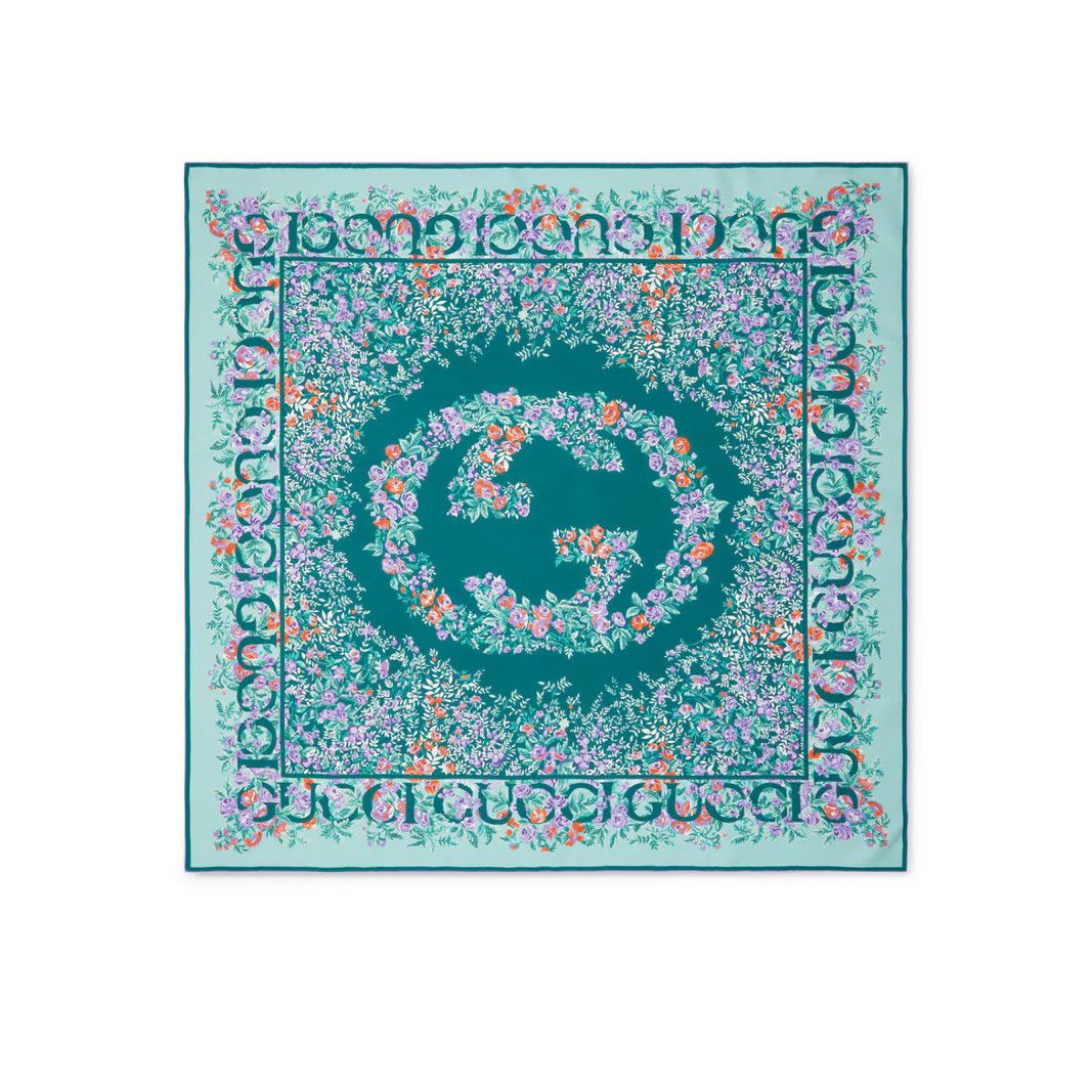 Gucci GUCCI Blue Silk Scarf New & Authentic Size ONE SIZE - 1 Thumbnail