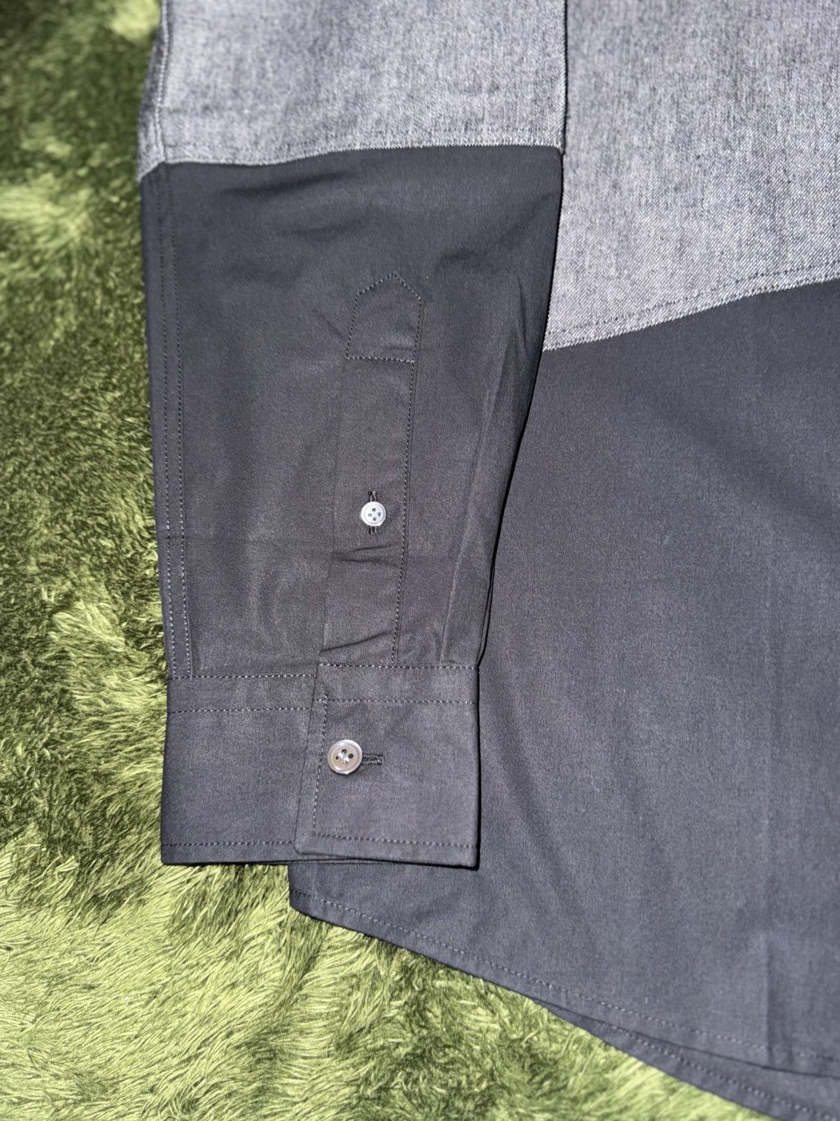 JW Anderson [EU46] JW Anderson Two-Tone Chambray Mix Shirt Black Size US L / EU 52-54 / 3 - 7 Thumbnail