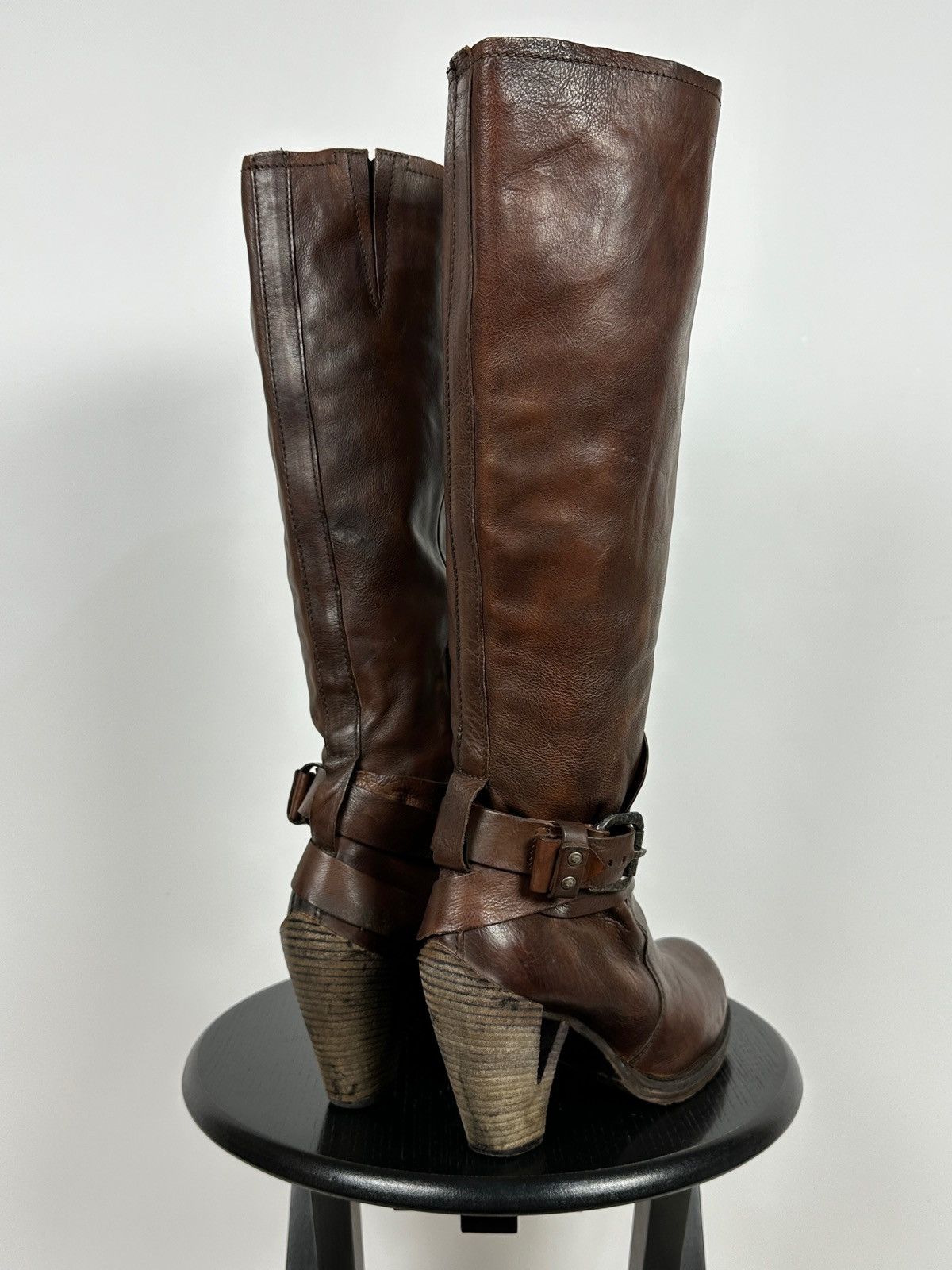 A.S.98 A.S.98. Airstep Brown Leather Knee High Boots Moto Style Size US 9 / IT 39 - 4 Thumbnail