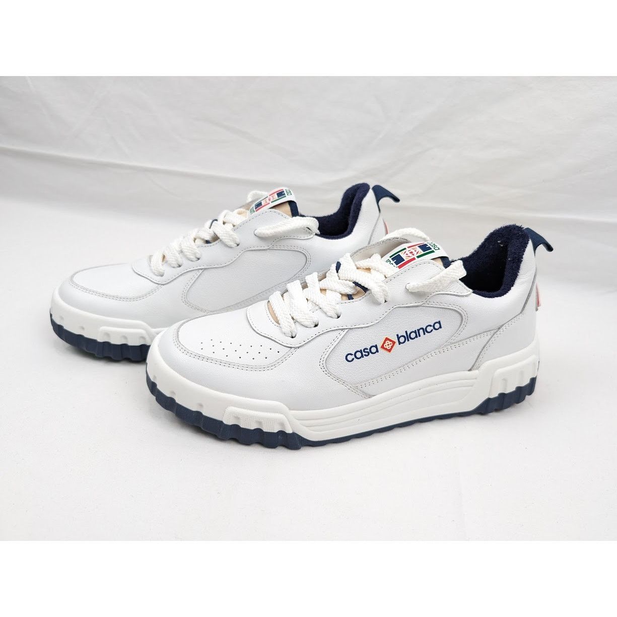 Casablanca o1rshd1 Men's Court Sneakers in White Navy Size US 9 / EU 42 - 16 Thumbnail