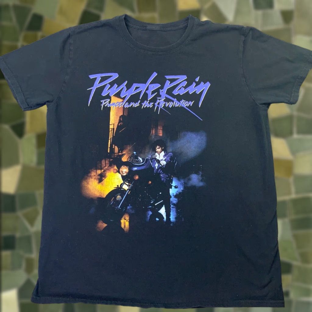 Prince Prince Mens Shirt Large Black Purple Rain Short Sleeve T-Shirt Crew Neck Nike Size US L / EU 52-54 / 3 - 1 Thumbnail